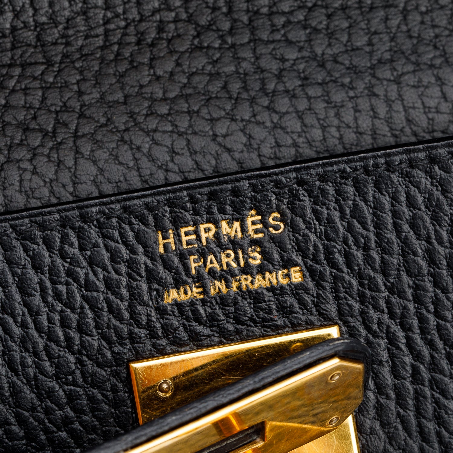 Hermes Black Noir Togo Kelly Retourne 35 w/ Strap