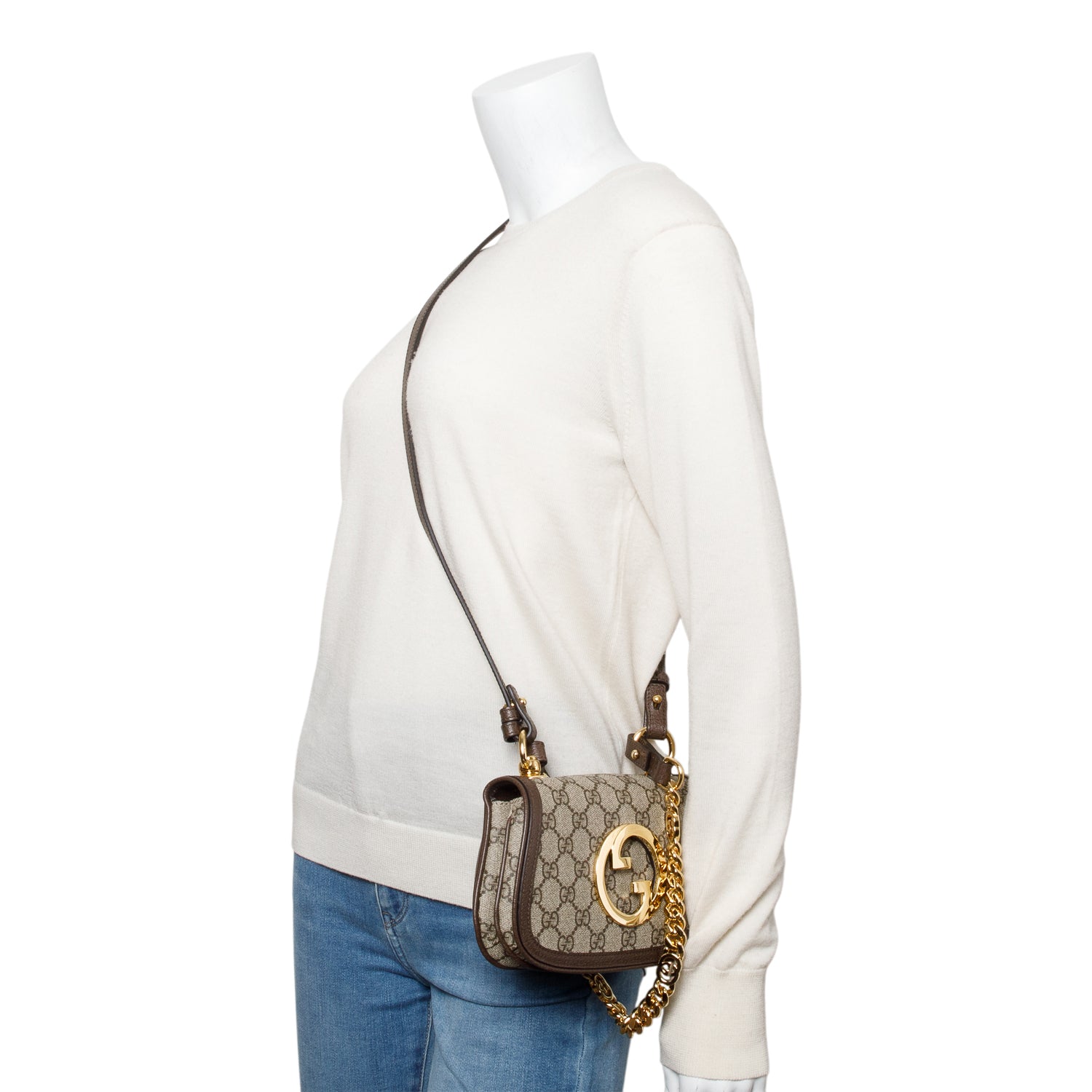 Gucci GG Supreme Mini Blondie Shoulder Bag w/ Strap