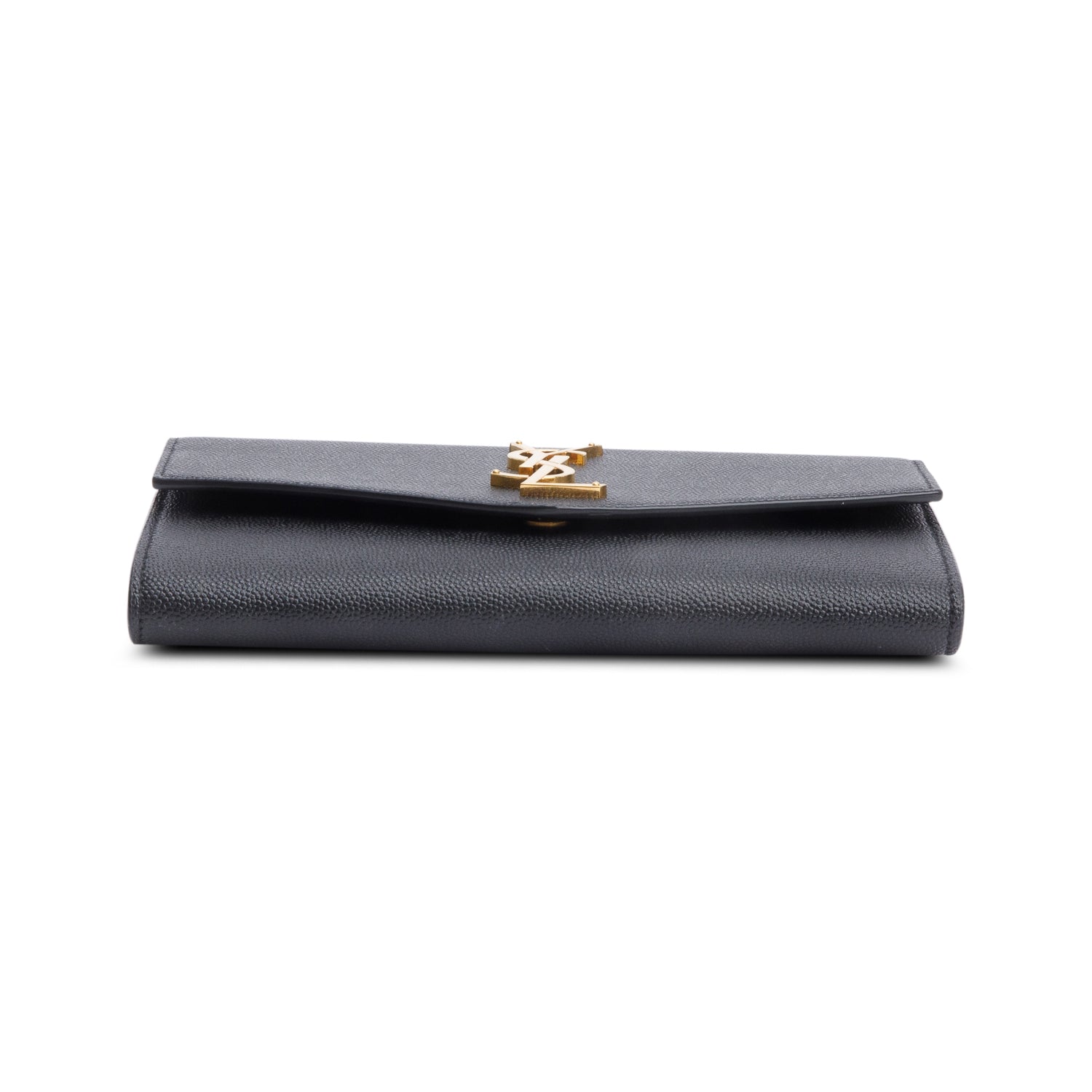 Saint Laurent 2021 Black Grain De Poudre Leather Uptown Chain Wallet w/ Insert & Box