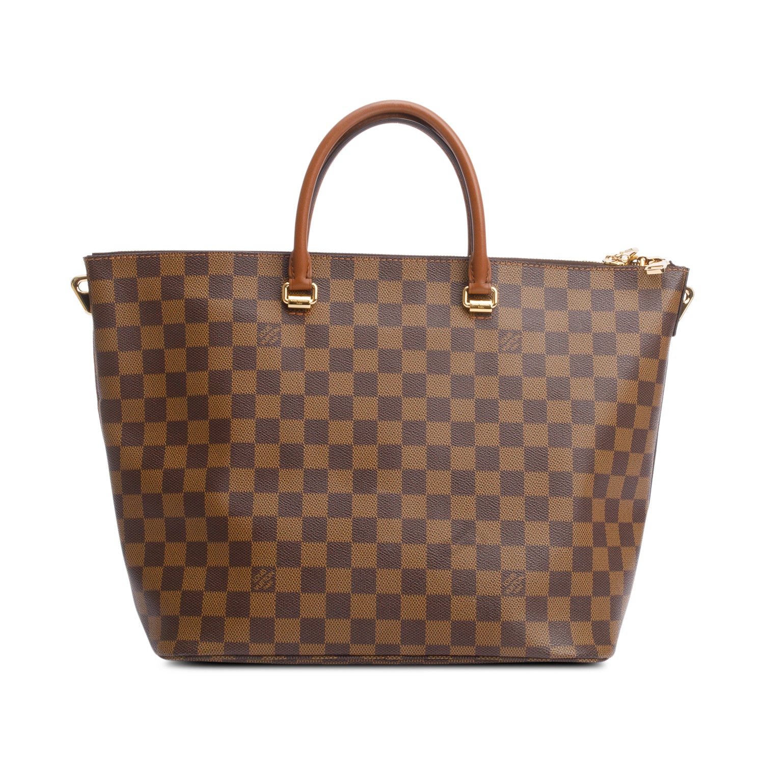 Louis Vuitton Damier Ebene Brown Leather Belmont Tote w/ Strap & Receipt