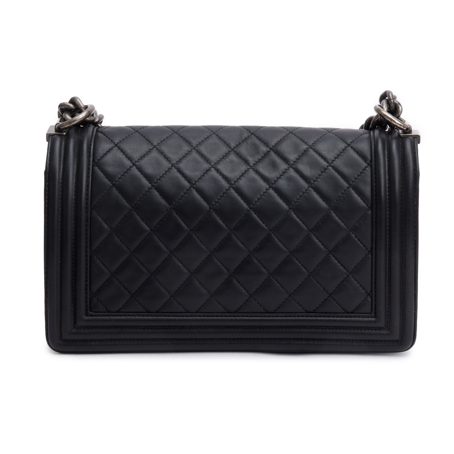 Chanel Black Quilted Lambskin Leather Medium Boy Bag
