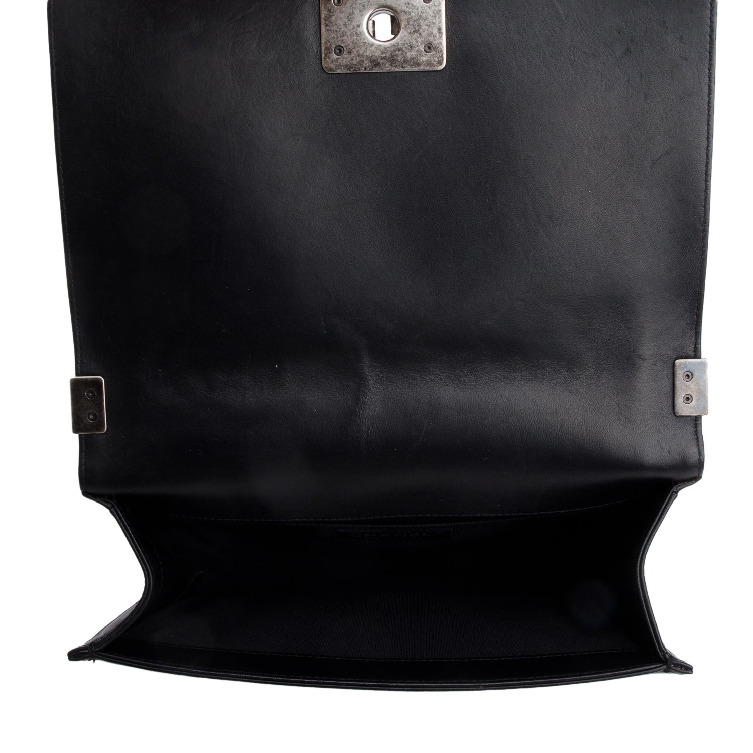 Chanel Black Quilted Lambskin Leather Medium Boy Bag