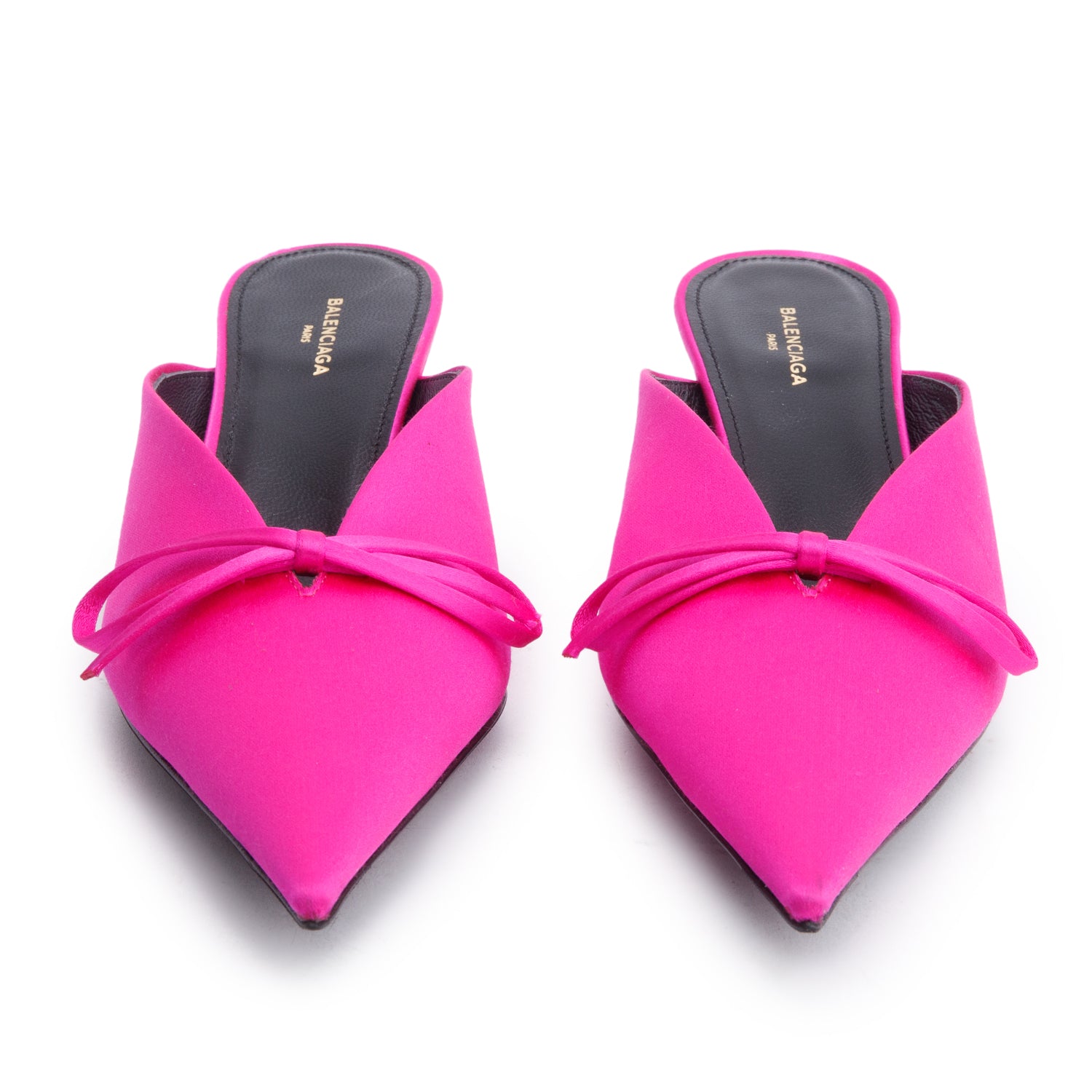 Balenciaga Pink Satin Knife Bow Slingback Pumps, Size 6 w/ Box