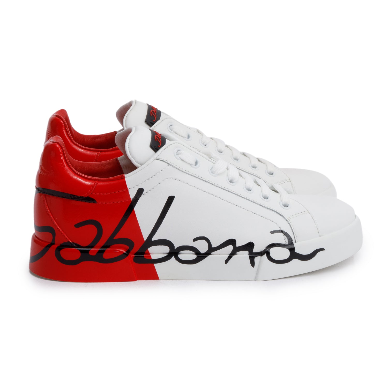 Dolce & Gabbana White & Red Signature Portofino Sneaker, Size 38 w/ Box