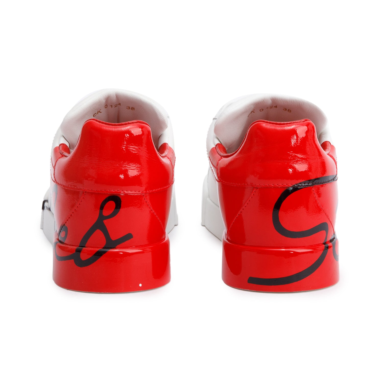 Dolce & Gabbana White & Red Signature Portofino Sneaker, Size 38 w/ Box