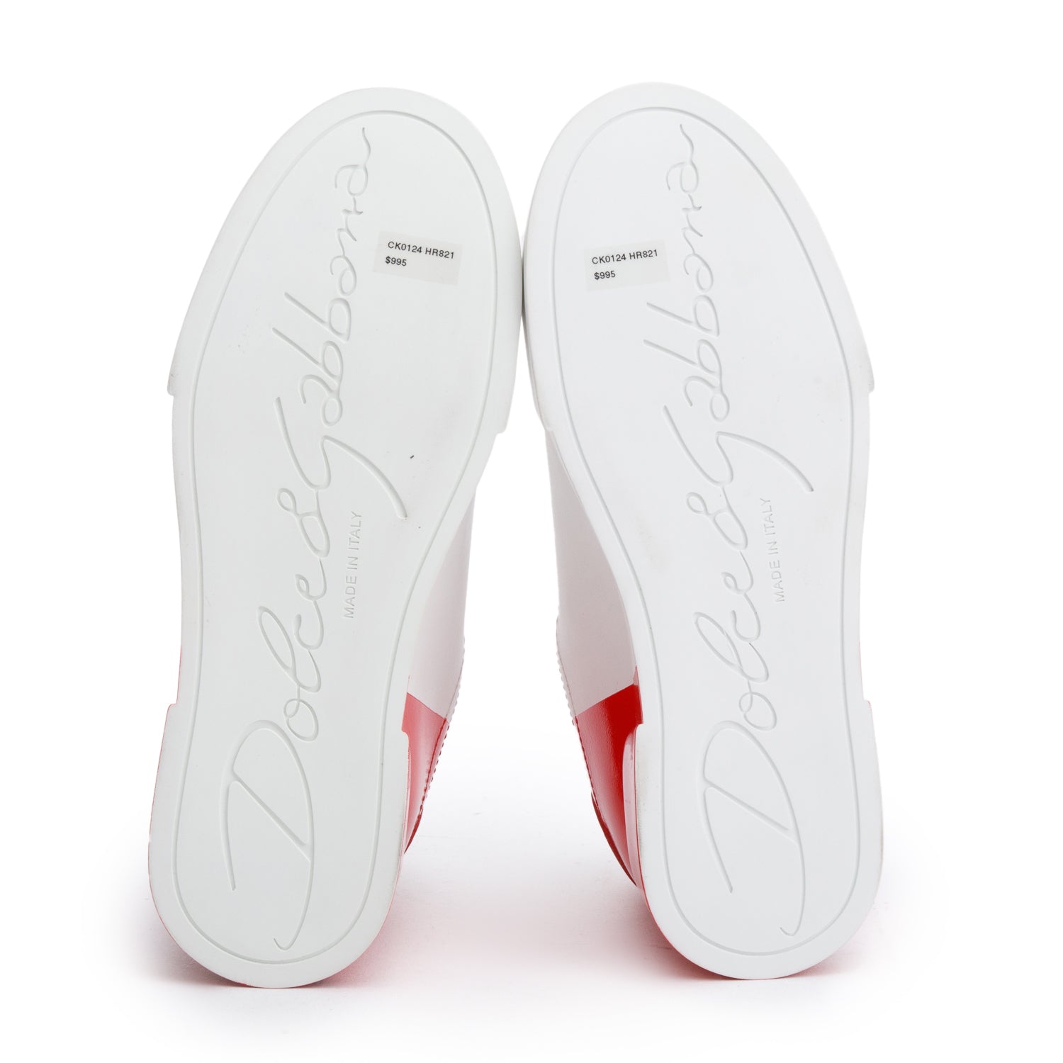 Dolce & Gabbana White & Red Signature Portofino Sneaker, Size 38 w/ Box