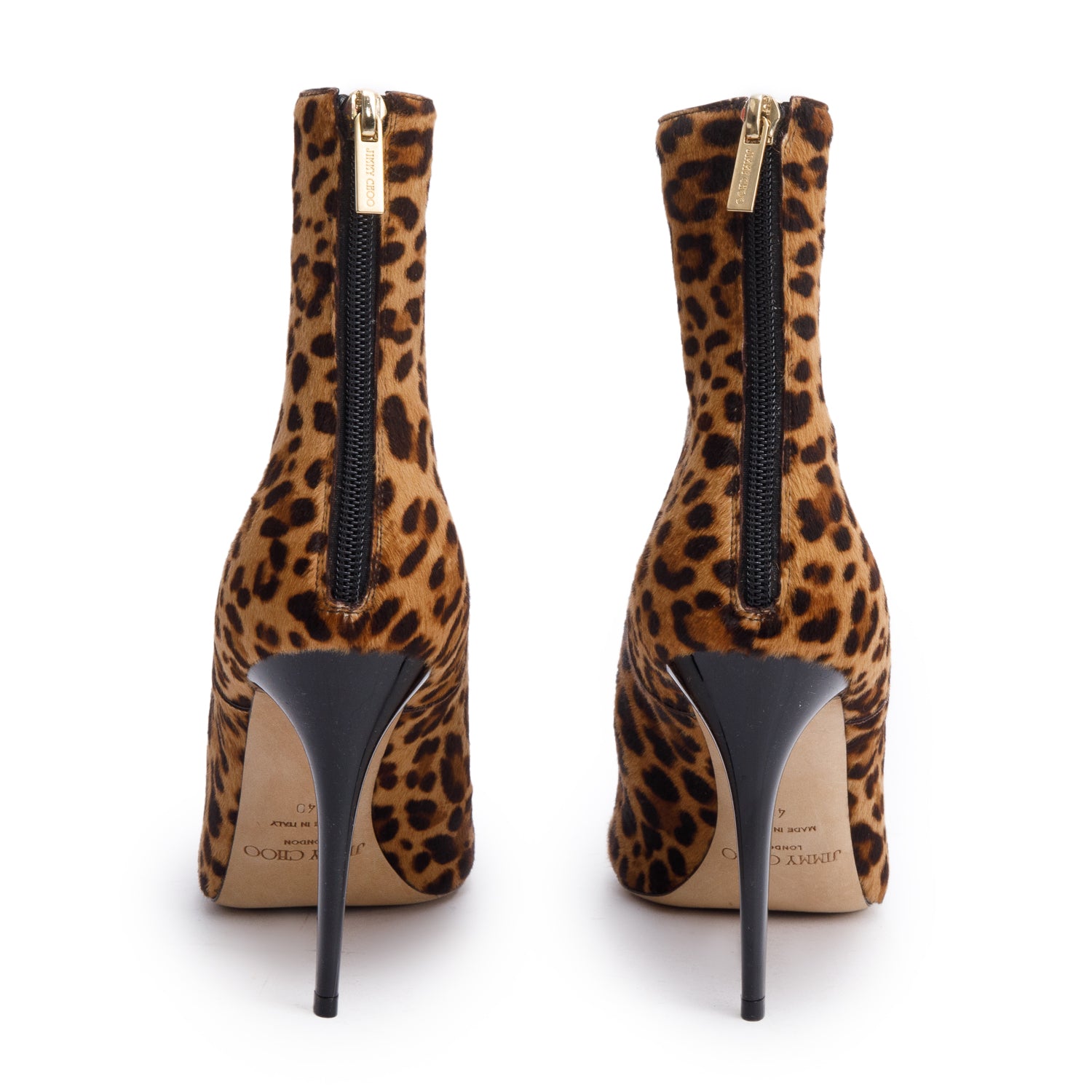 Jimmy Choo Brown Leopard Print Calf Hair Ankle Boots, Size 40 w/ Box