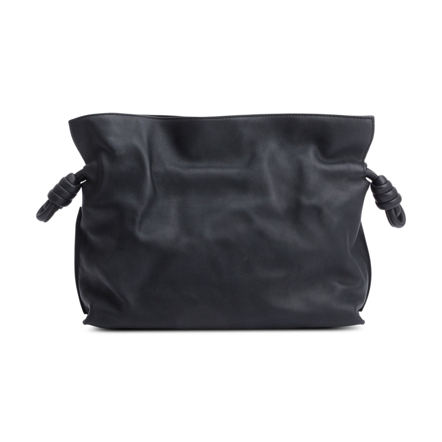 Loewe 2024 Black Nappa Leather Medium Flamenco Clutch Crossbody Bag w/ Strap