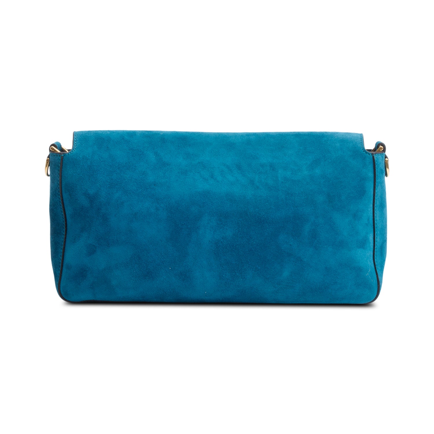Fendi Blue Suede Large Baguette Shoulder Bag