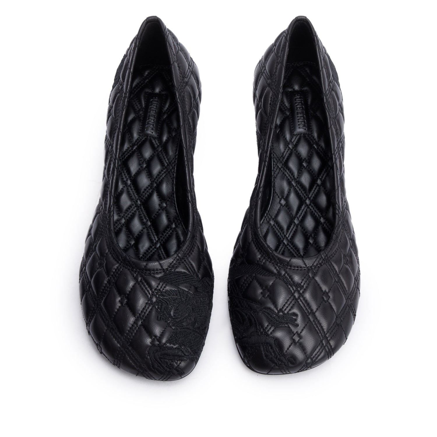 Burberry Black Quilted Nappa Leather Baby Pumps, Size 37.5 w/ Box