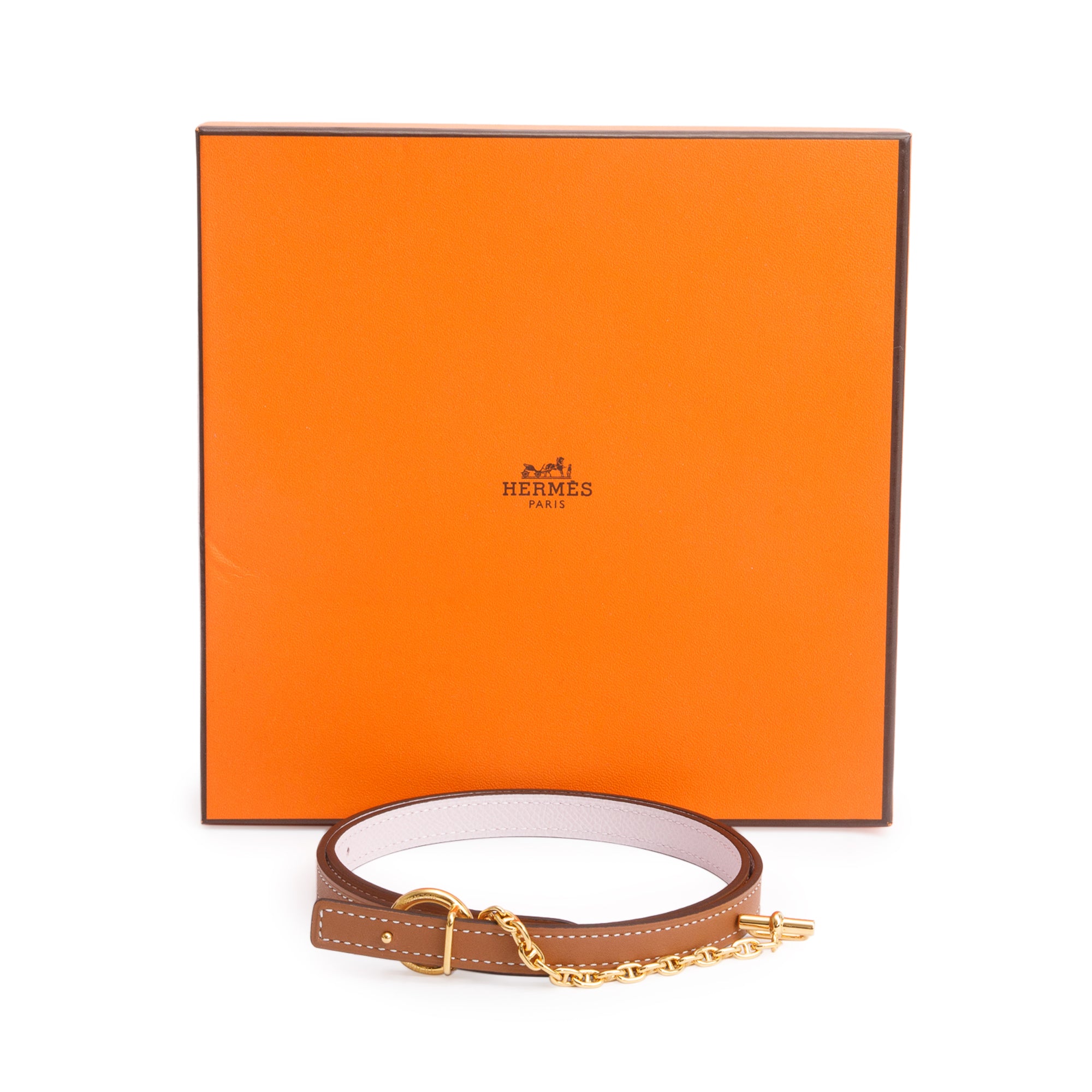 Hermes 2023 Gold/Rose Sakura Swift & Epsom Leather Reversible 13 MM Gold Plated Carrousel Buckle Belt Kit w/ Box