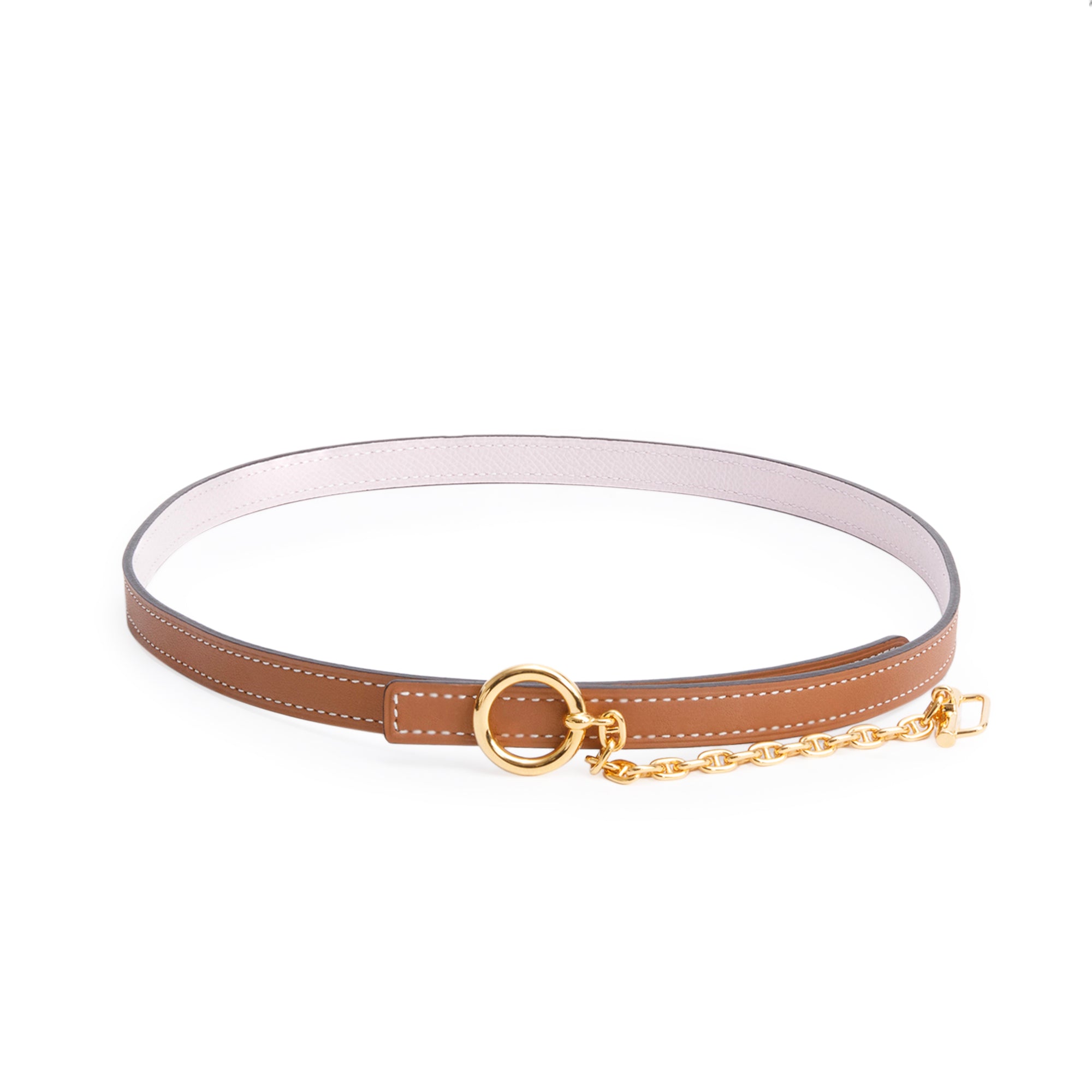 Hermes 2023 Gold/Rose Sakura Swift & Epsom Leather Reversible 13 MM Gold Plated Carrousel Buckle Belt Kit w/ Box