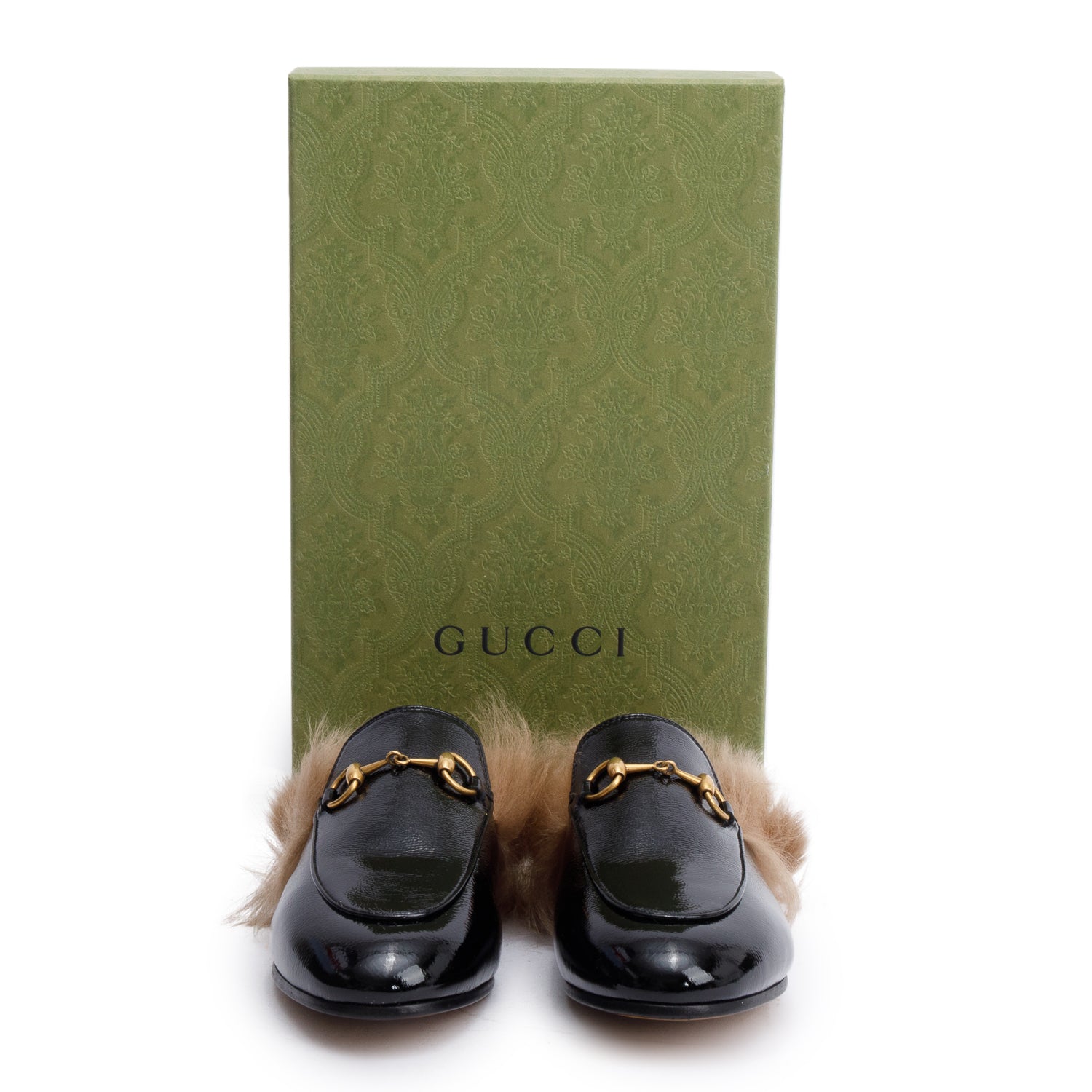 Gucci Black Shiny Leather 2015 Re-Edition Princetown Mules, Size 36.5 w/ Box