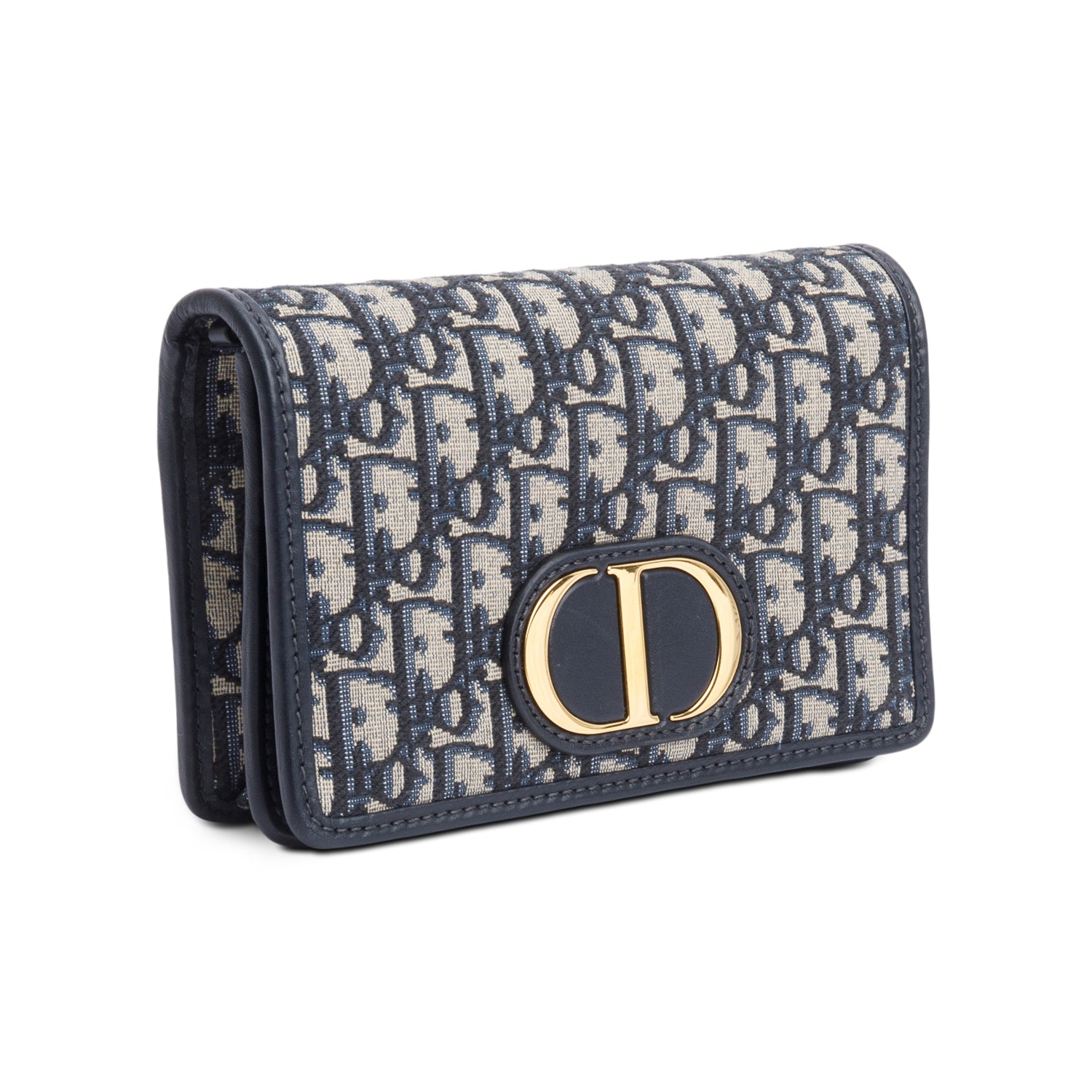 Christian Dior 2022 Navy Oblique 30 Montaigne 2-In-1 Pouch Bag