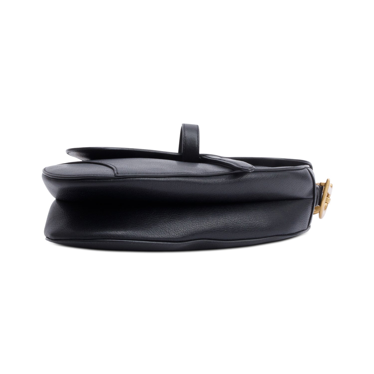 Christian Dior Black Grained Calfskin Leather Saddle Bag w/ Authenticity Card