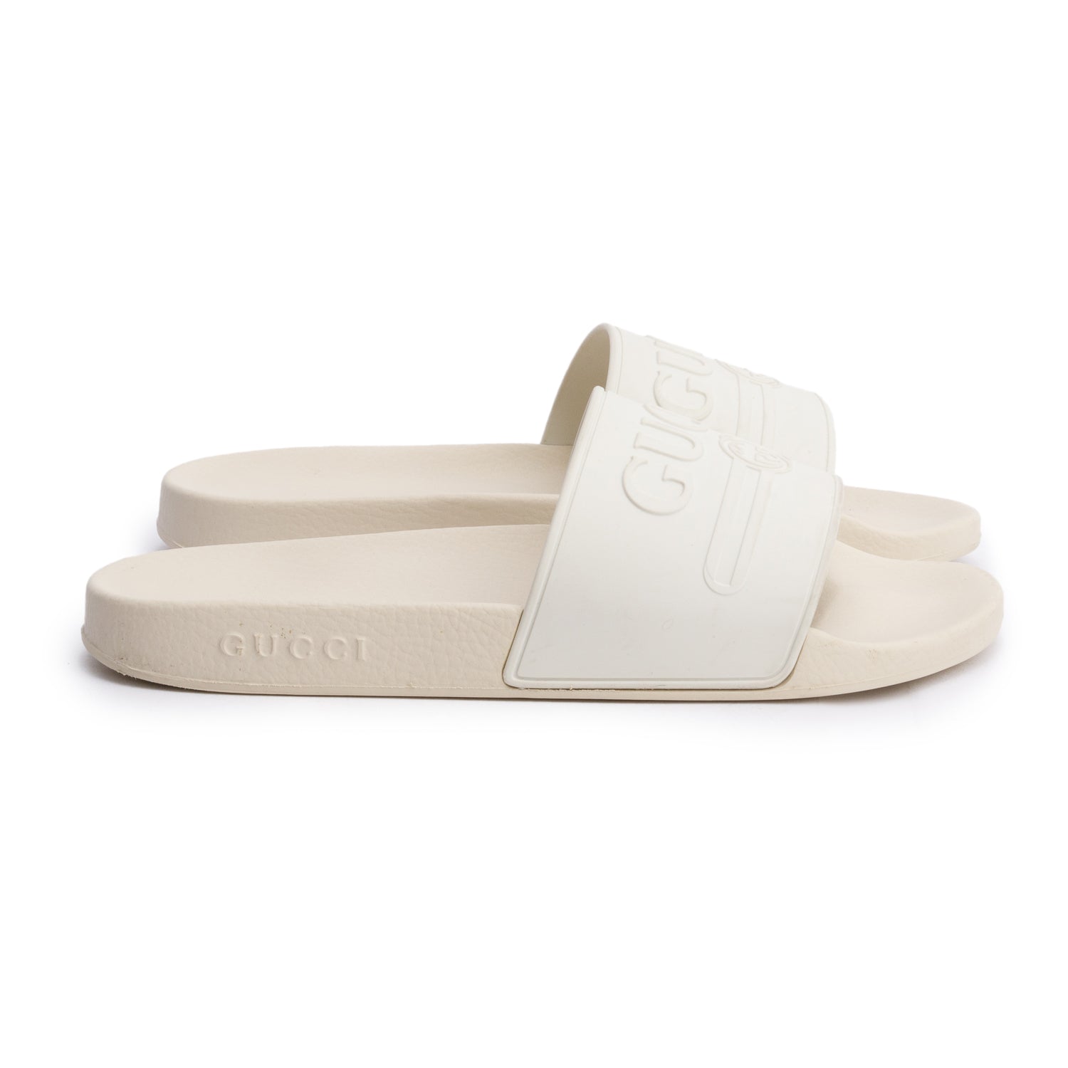 Gucci White Rubber Interlocking G Logo Slides , Size 11 w/ Box