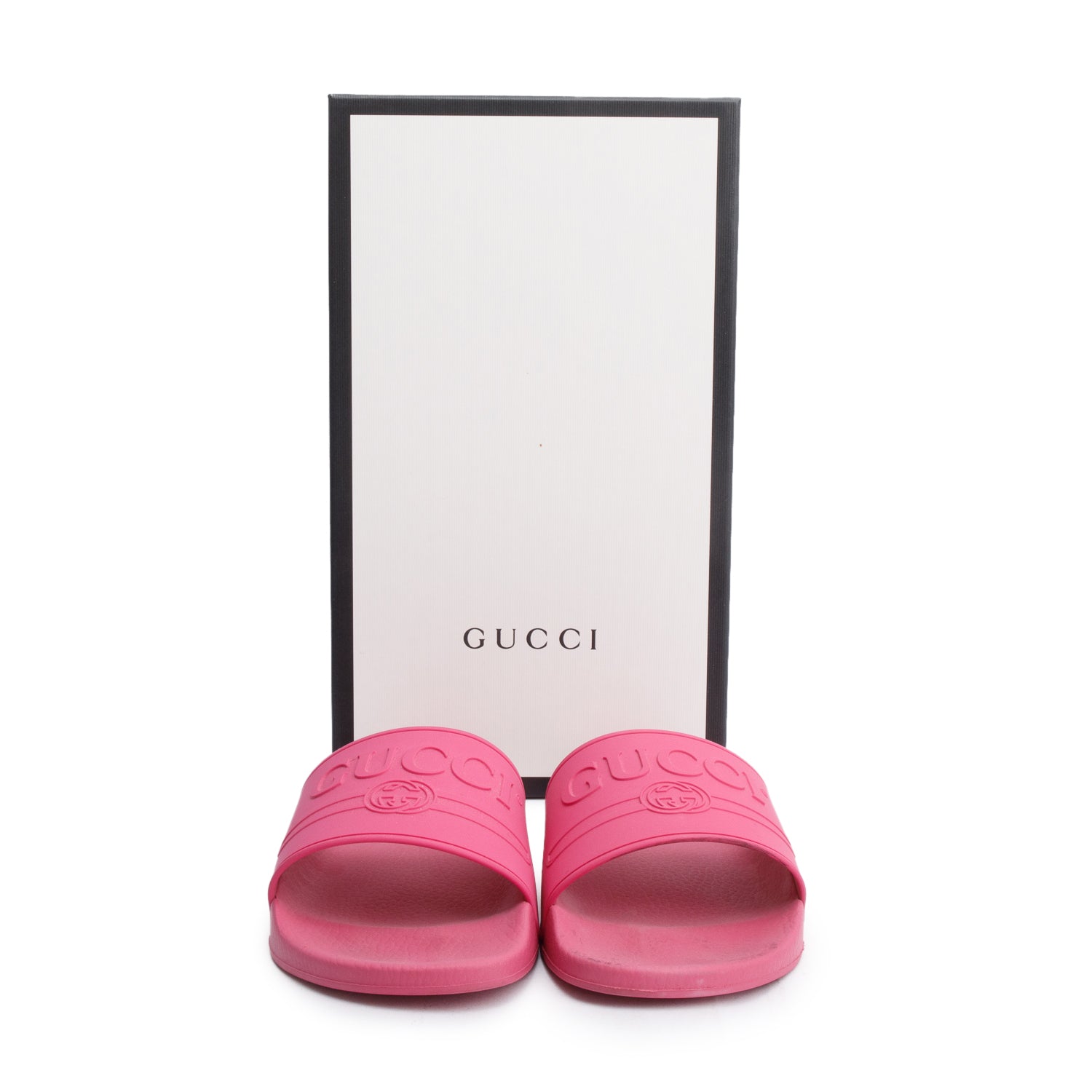 Gucci Pink Rubber Interlocking G Logo Slides , Size 11 w/ Box