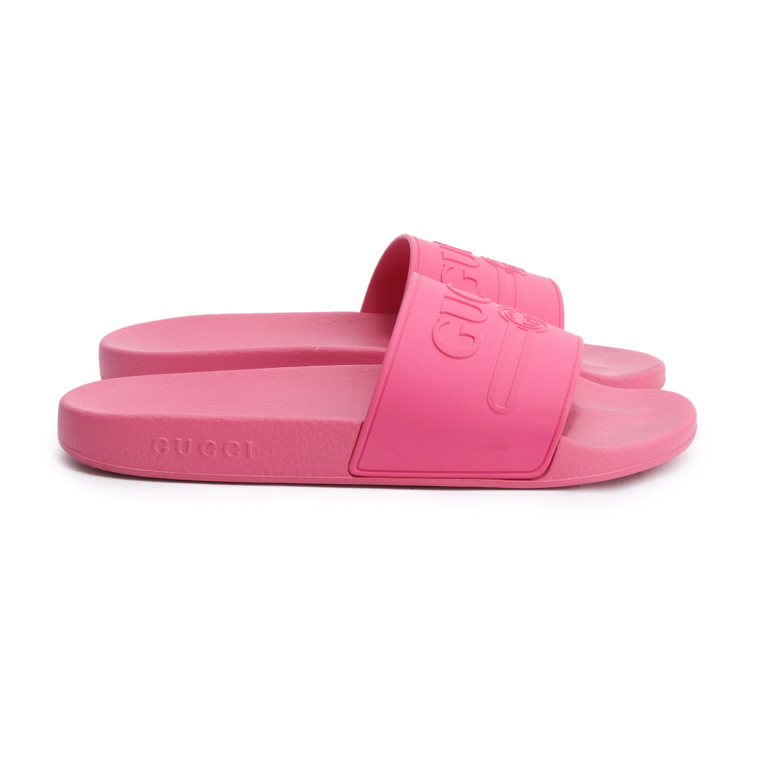 Gucci Pink Rubber Interlocking G Logo Slides , Size 11 w/ Box