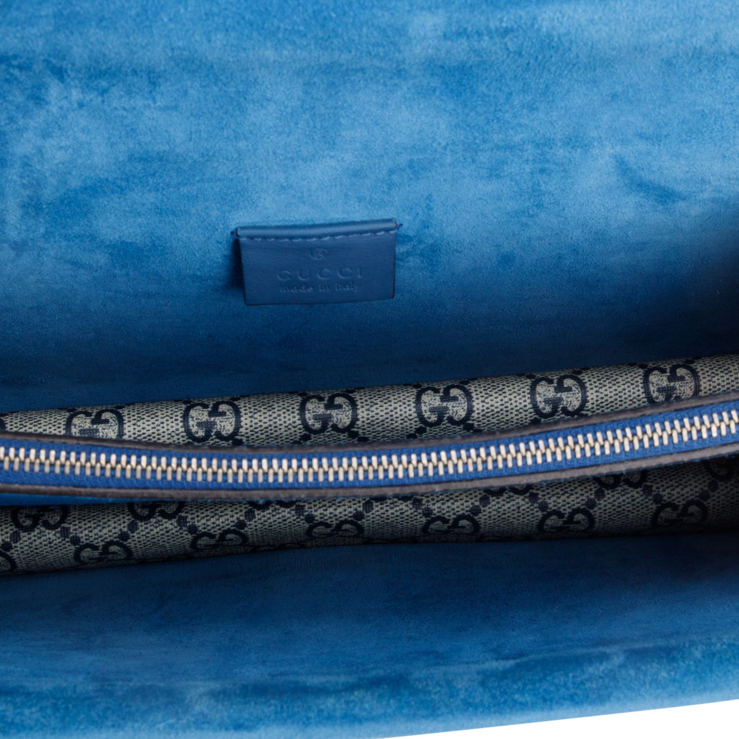 Gucci GG Supreme Blue Suede Blooms Small Dionysus Shoulder Bag