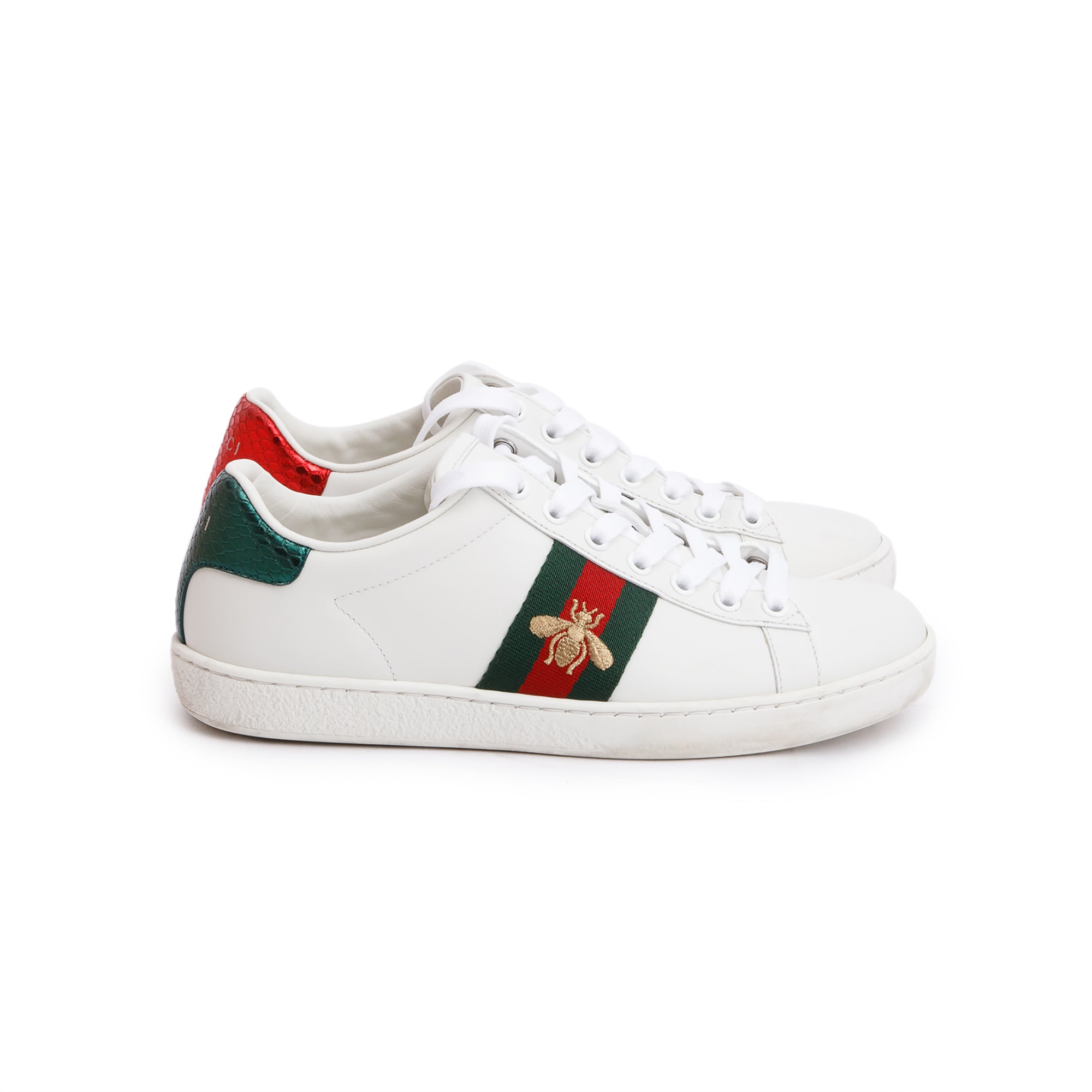 Gucci White Leather Web Women's Ace Sneakers, Size 36.5 w/ Box
