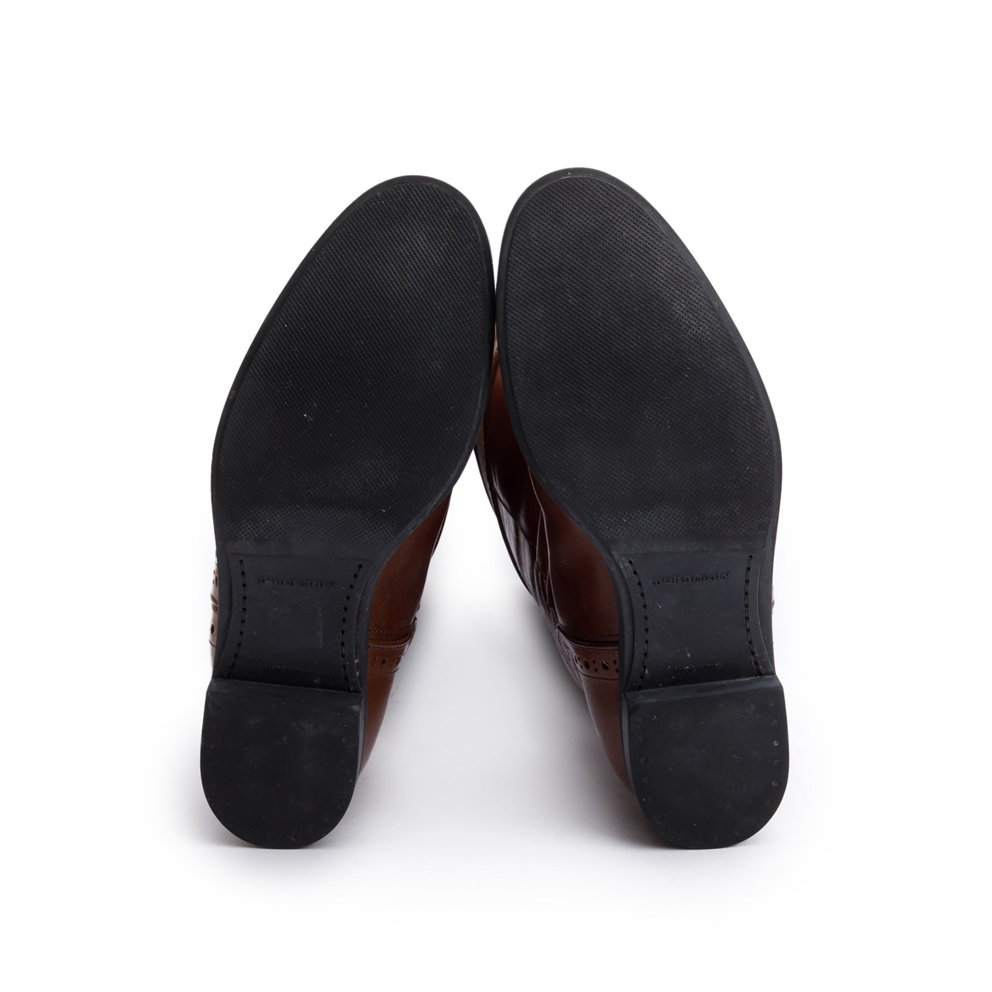 Burberry Brown Bridle Brogue House Check Colville High Boots, Size 38.5 w/ Box