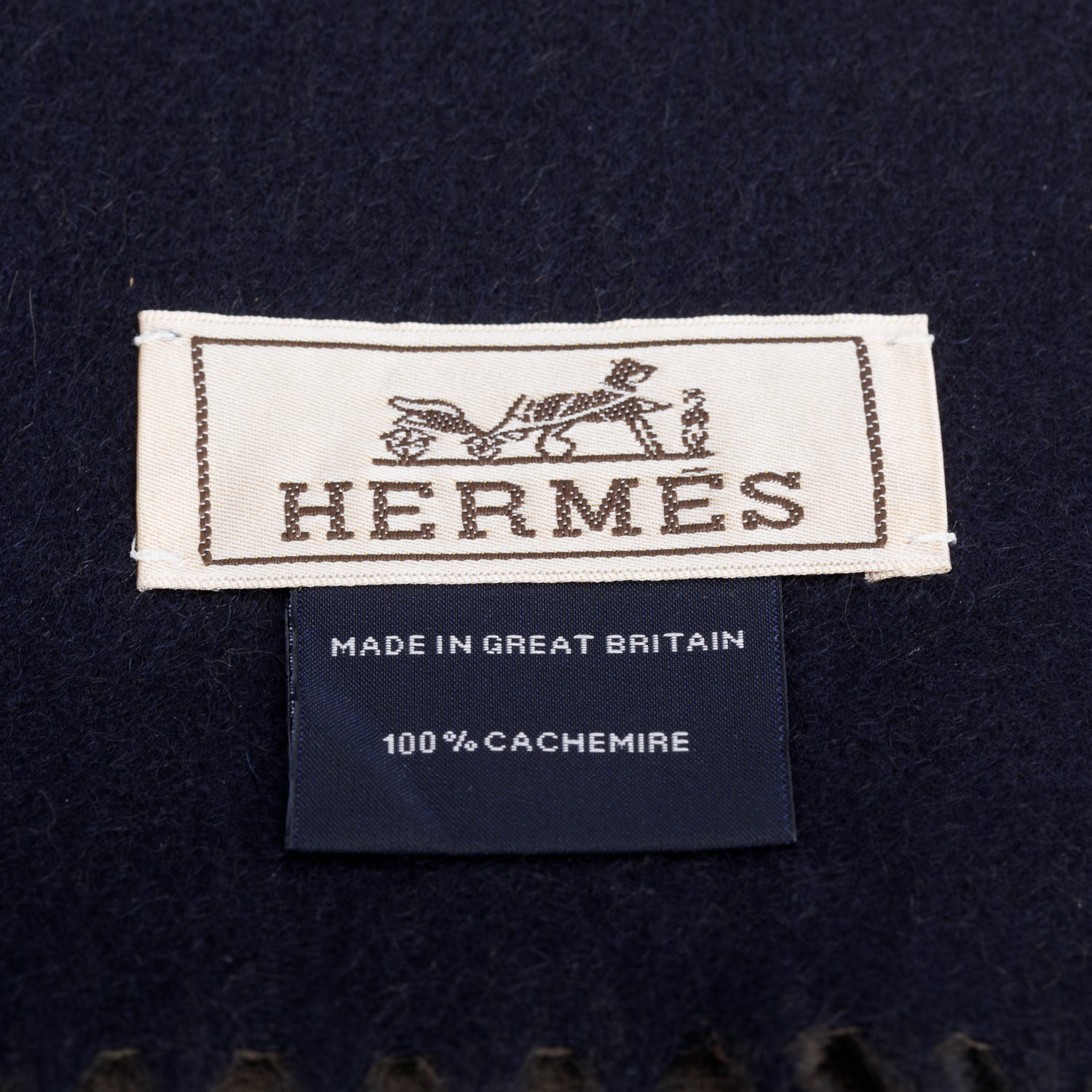 Hermes Olive/Navy Cashmere Stole w/ Box