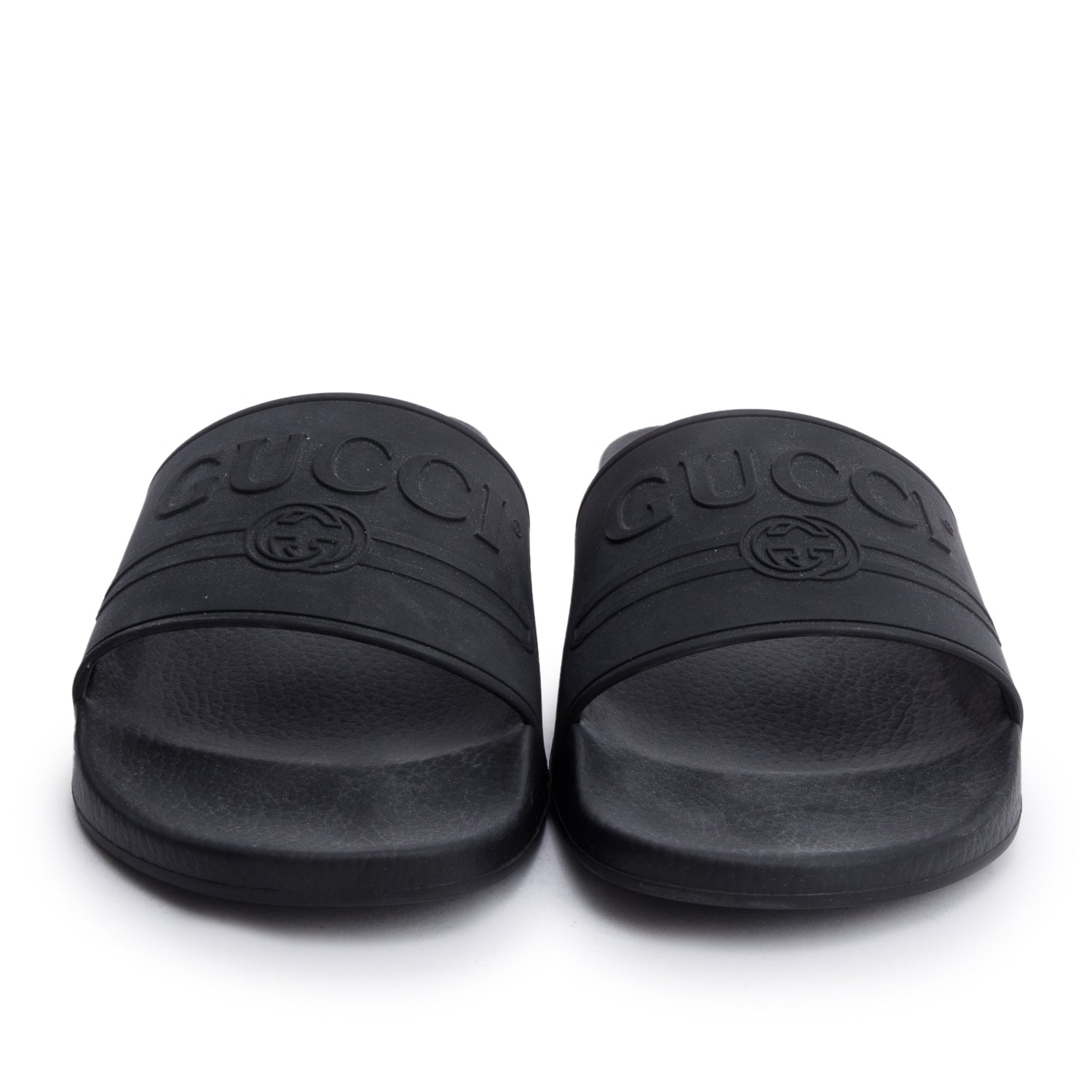 Gucci Black Rubber Interlocking G Logo Slides , Size 11 w/ Box