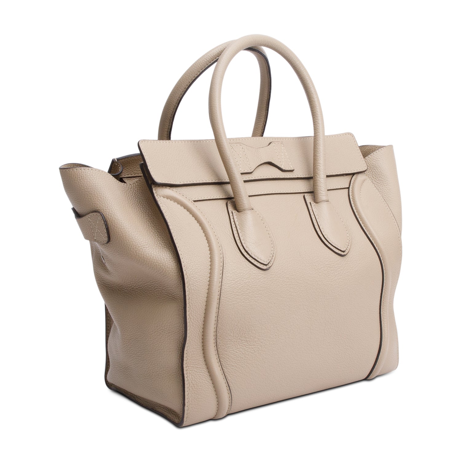 Celine Taupe Drummed Calfskin Leather Mini Luggage Tote