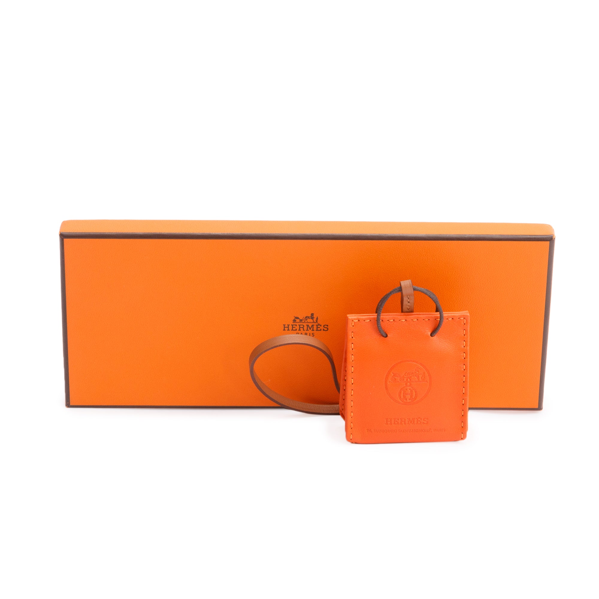 Hermes 2020 Orange Milo Shopping Tote Bag Charm w/ Box