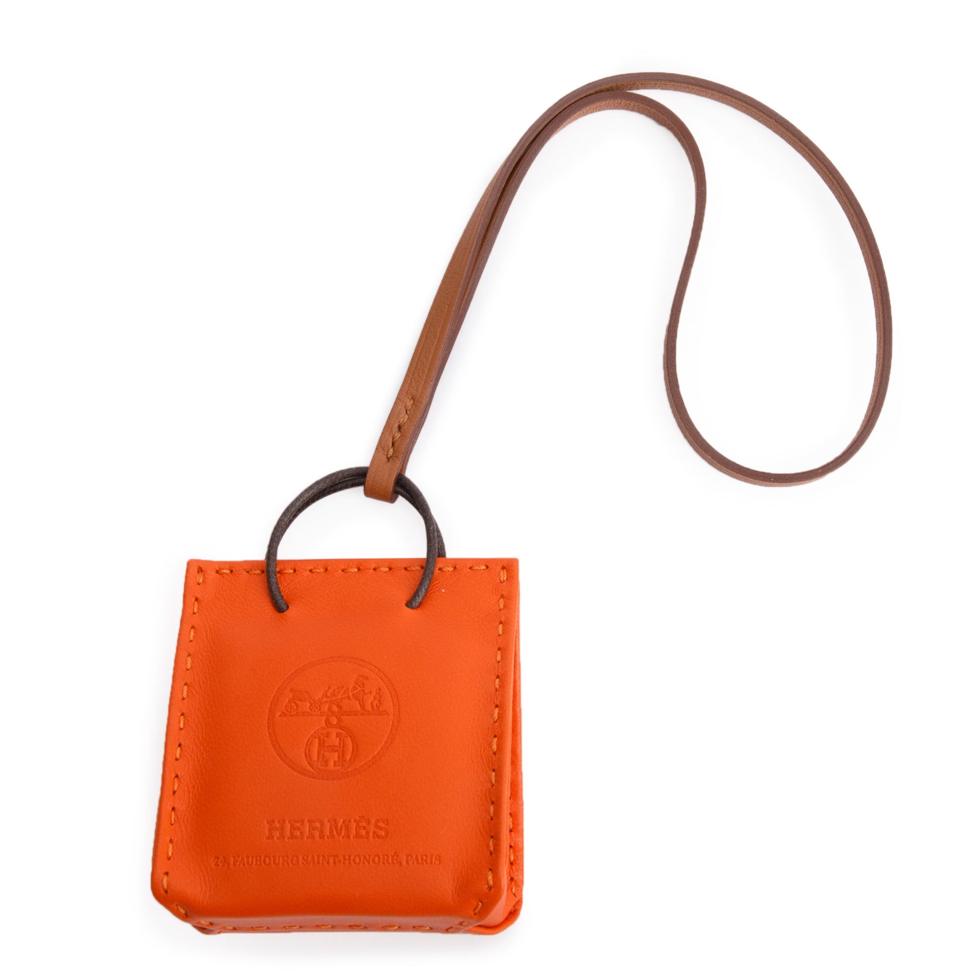 Hermes 2020 Orange Milo Shopping Tote Bag Charm w/ Box