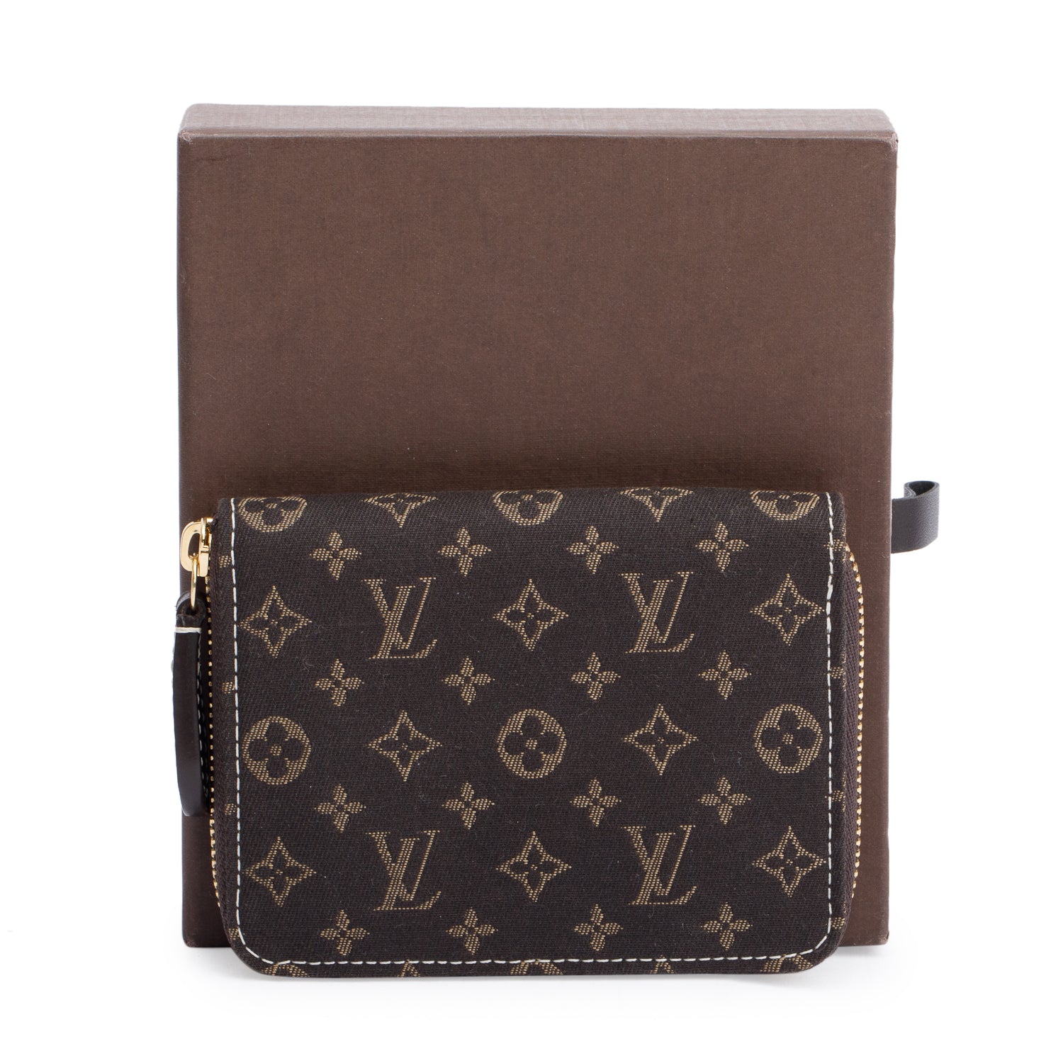 Louis Vuitton Brown Monogram Mini Lin Zippy Coin Purse w/ Box