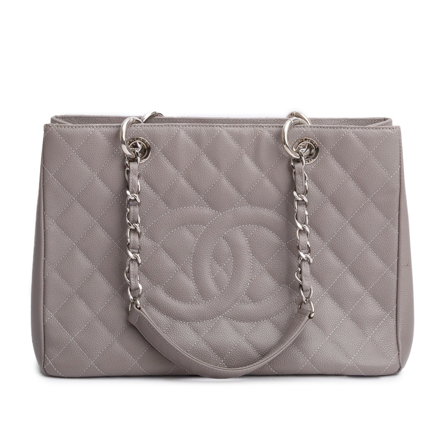 Chanel Grey Caviar Leather Grand Shopping Tote (GST) w/ Authenticity Card
