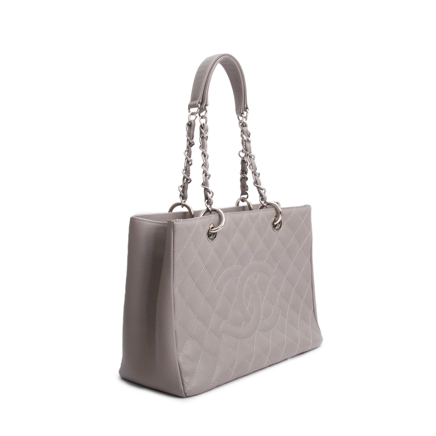 Chanel Grey Caviar Leather Grand Shopping Tote (GST) w/ Authenticity Card