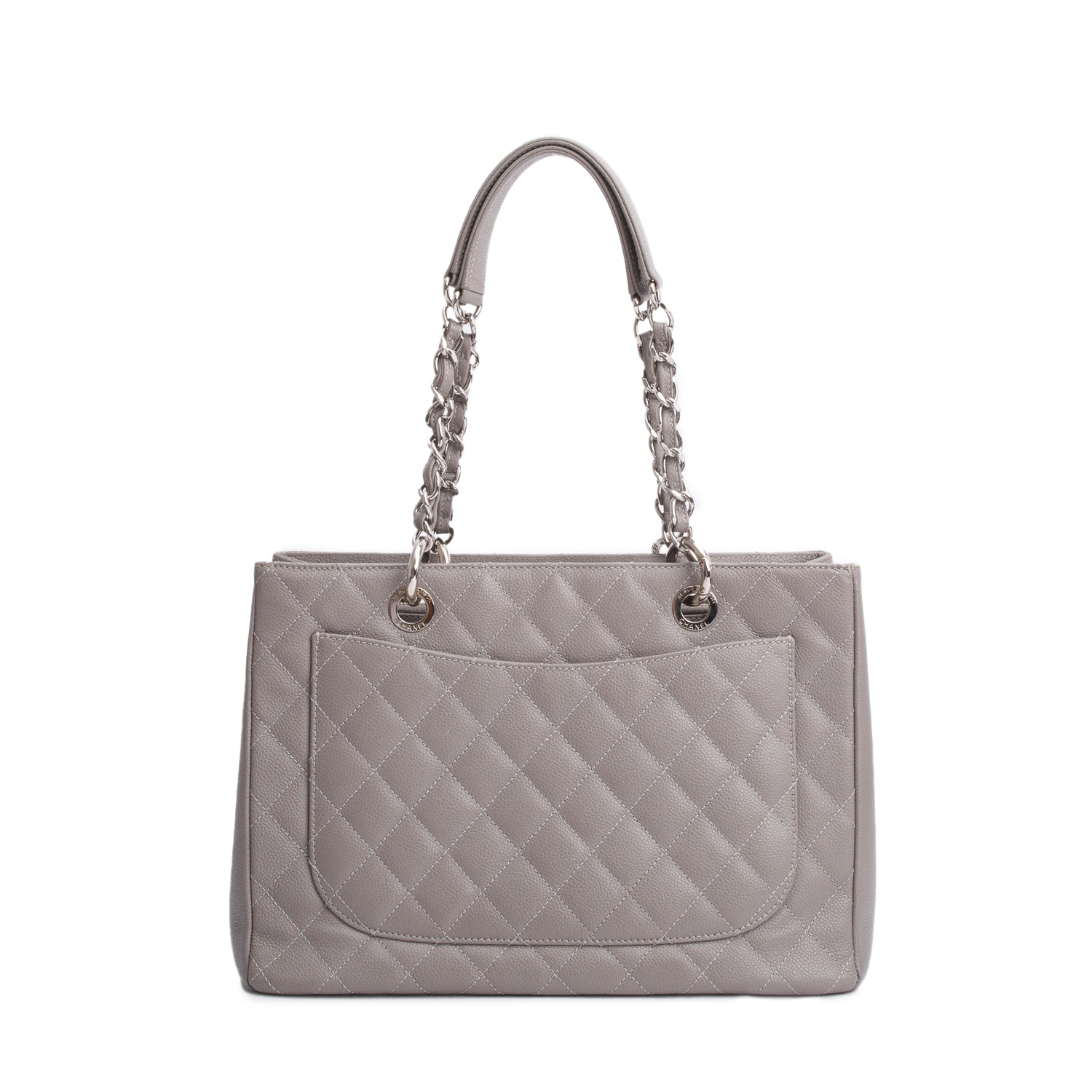 Chanel Grey Caviar Leather Grand Shopping Tote (GST) w/ Authenticity Card