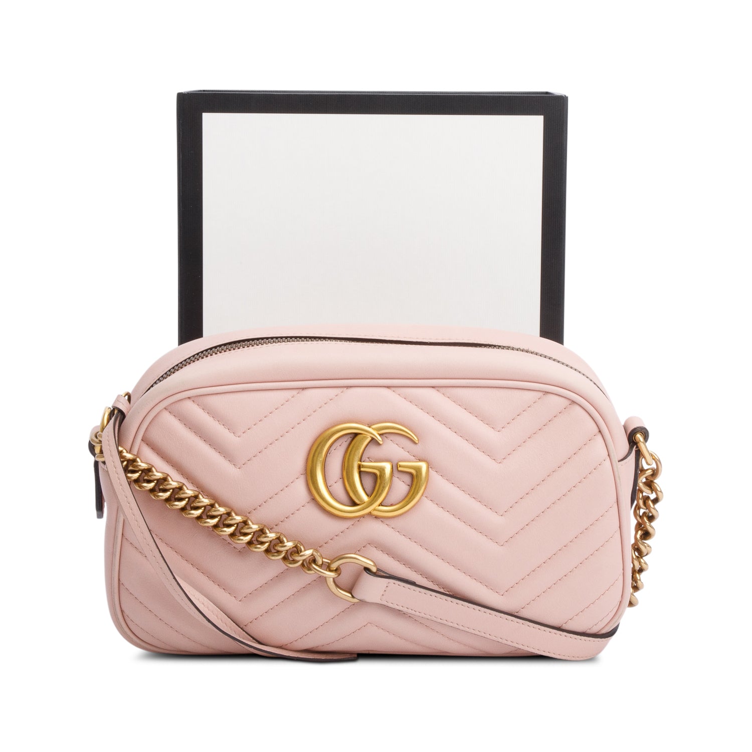 Gucci Pink GG Marmont Matelasse Small Shoulder Bag w/ Box