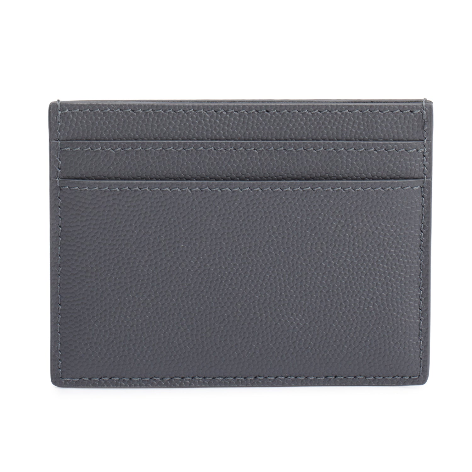 Saint Laurent 2022 Grey Grain de Poudre Leather Paris Credit Card Case w/ Box