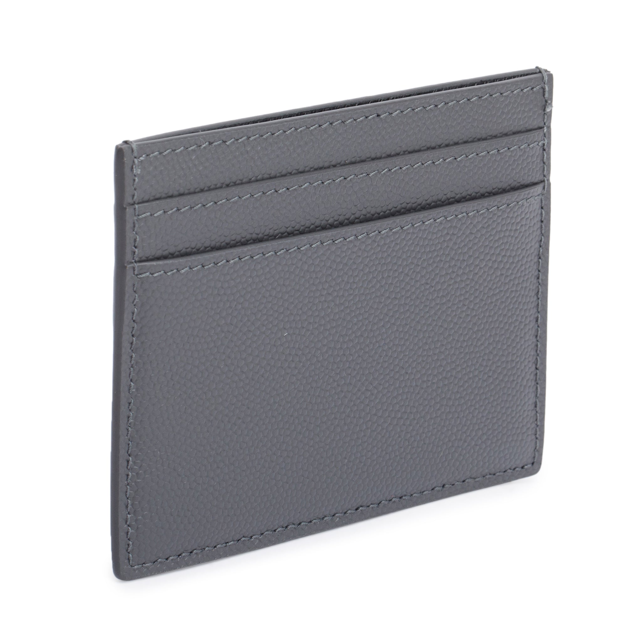 Saint Laurent 2022 Grey Grain de Poudre Leather Paris Credit Card Case w/ Box