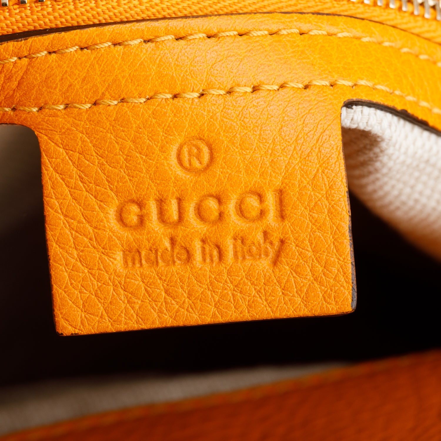 Gucci Orange Grained Leather Medium Soho Chain Tote
