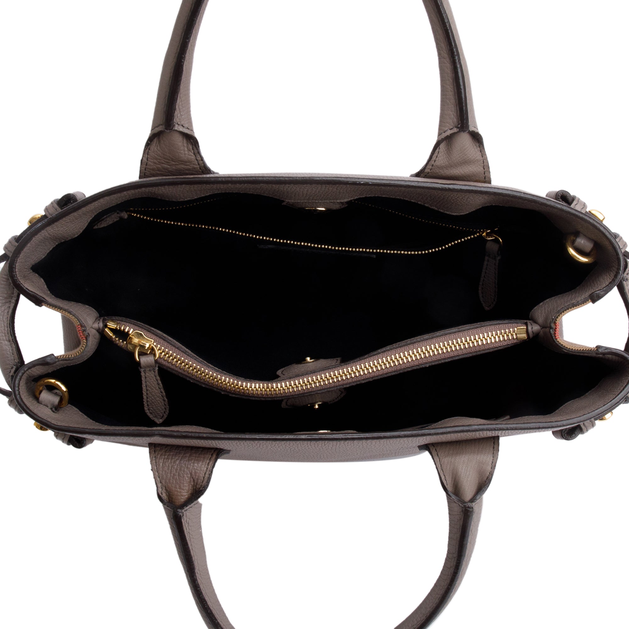 Burberry Grey Calfskin Leather House Check Medium Banner Tote w/ Strap