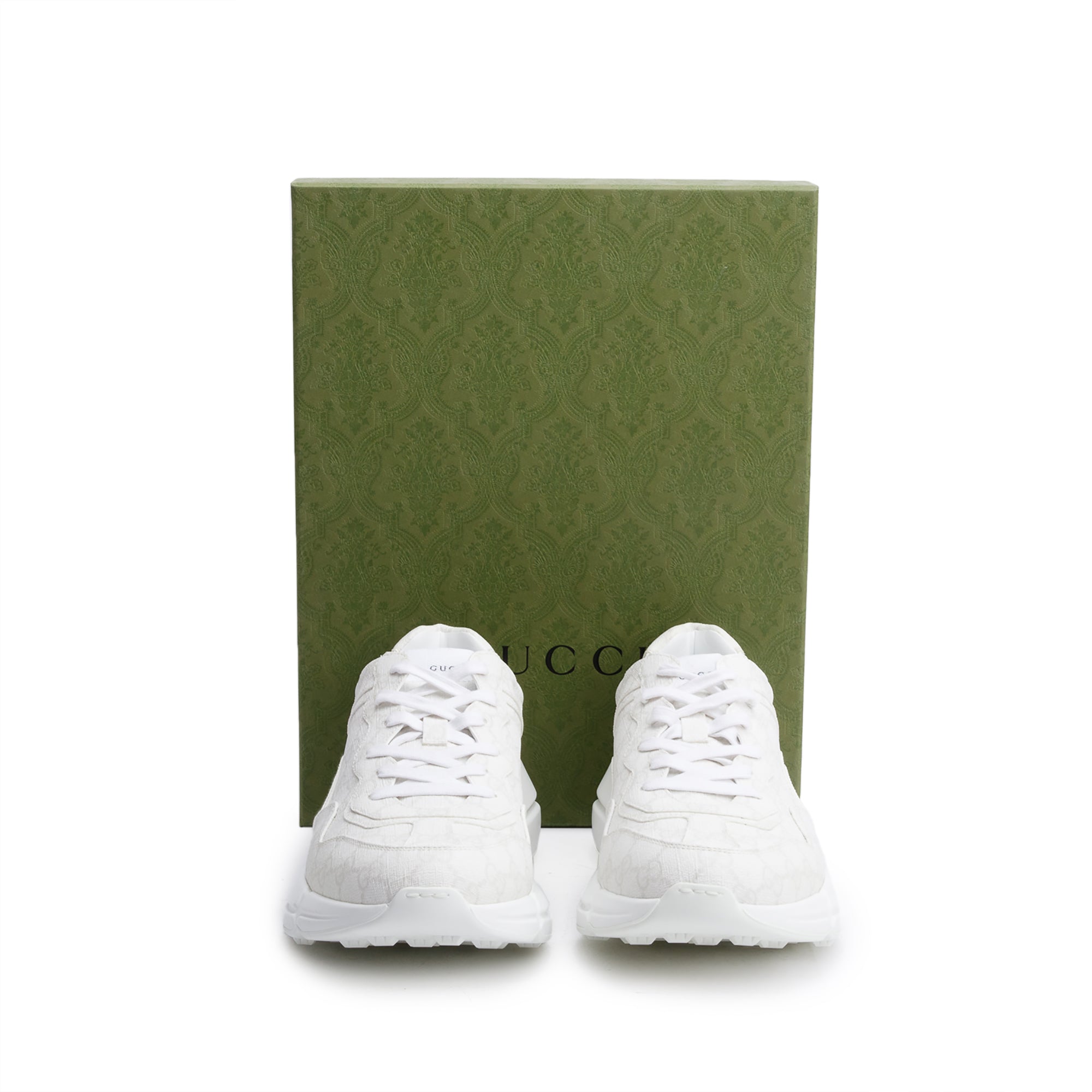 Gucci White GG Supreme Rhyton Sneakers, Size 11.5 w/ Box