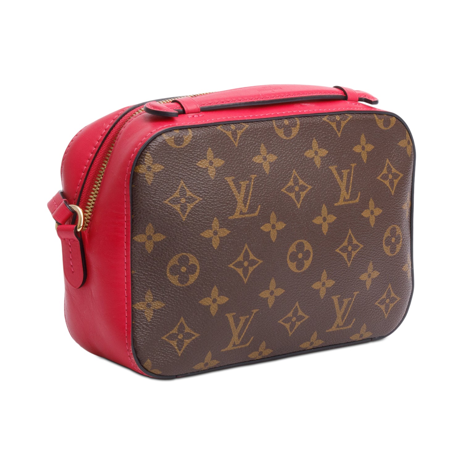Louis Vuitton Red Leather Trim Monogram Saintonge Bag