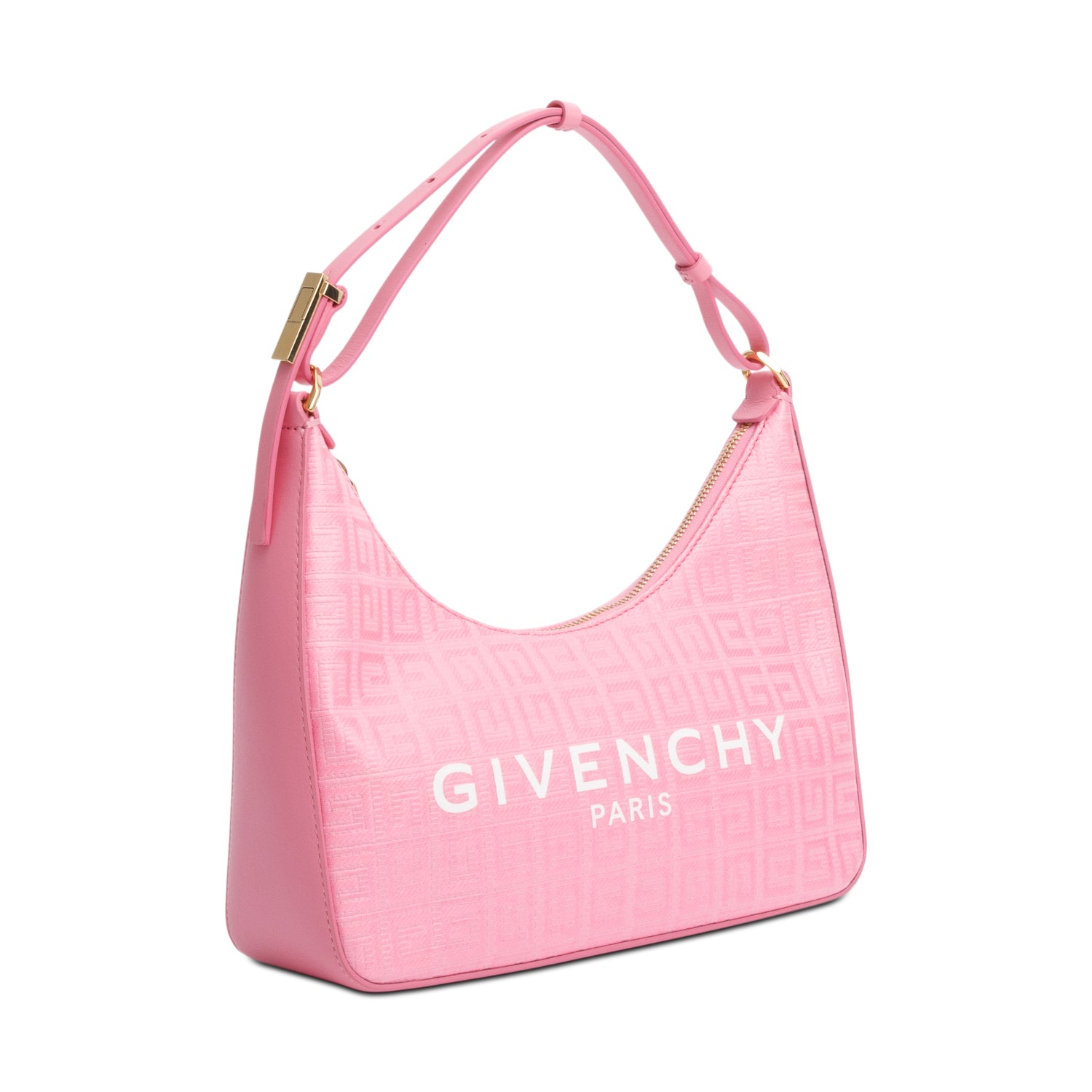 Givenchy 2022 Pink Cut Out Embossed Coated Canvas Small Moon Shoulder Bag