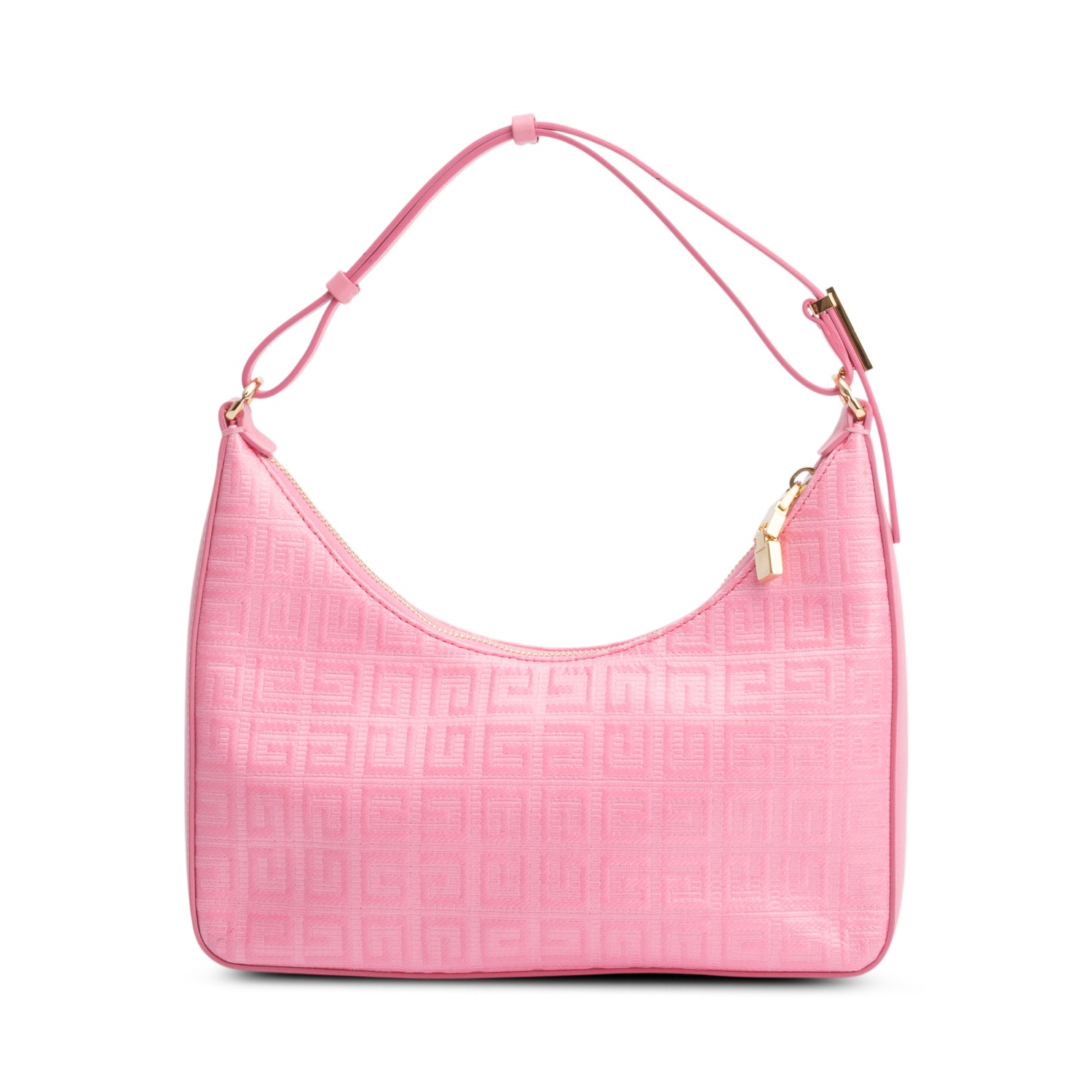 Givenchy 2022 Pink Cut Out Embossed Coated Canvas Small Moon Shoulder Bag