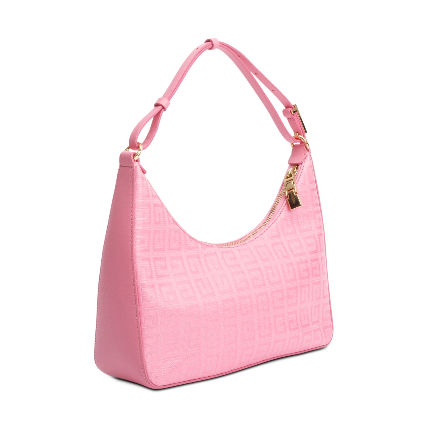 Givenchy 2022 Pink Cut Out Embossed Coated Canvas Small Moon Shoulder Bag