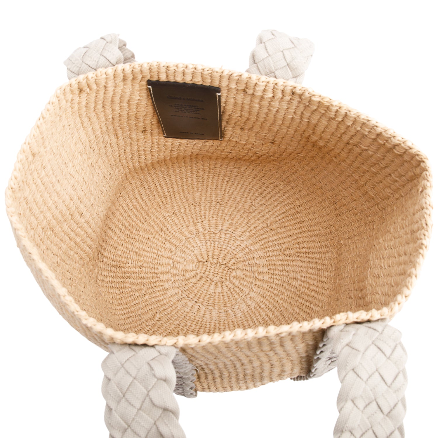 Chloe Brown/Grey Raffia Straw Bucket Tote w/ Authenticity Card