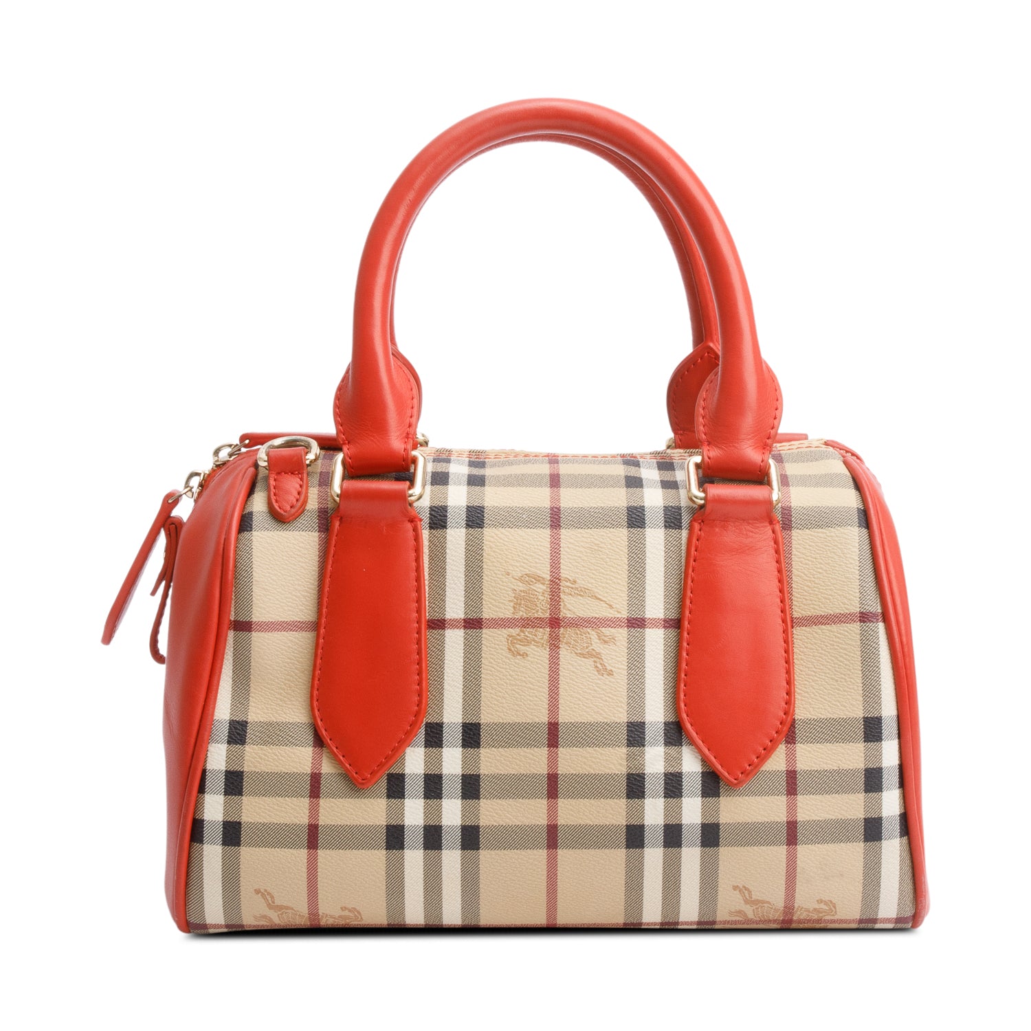 Burberry Orange Leather Haymarket Check  Small Blaze Satchel w/ Strap