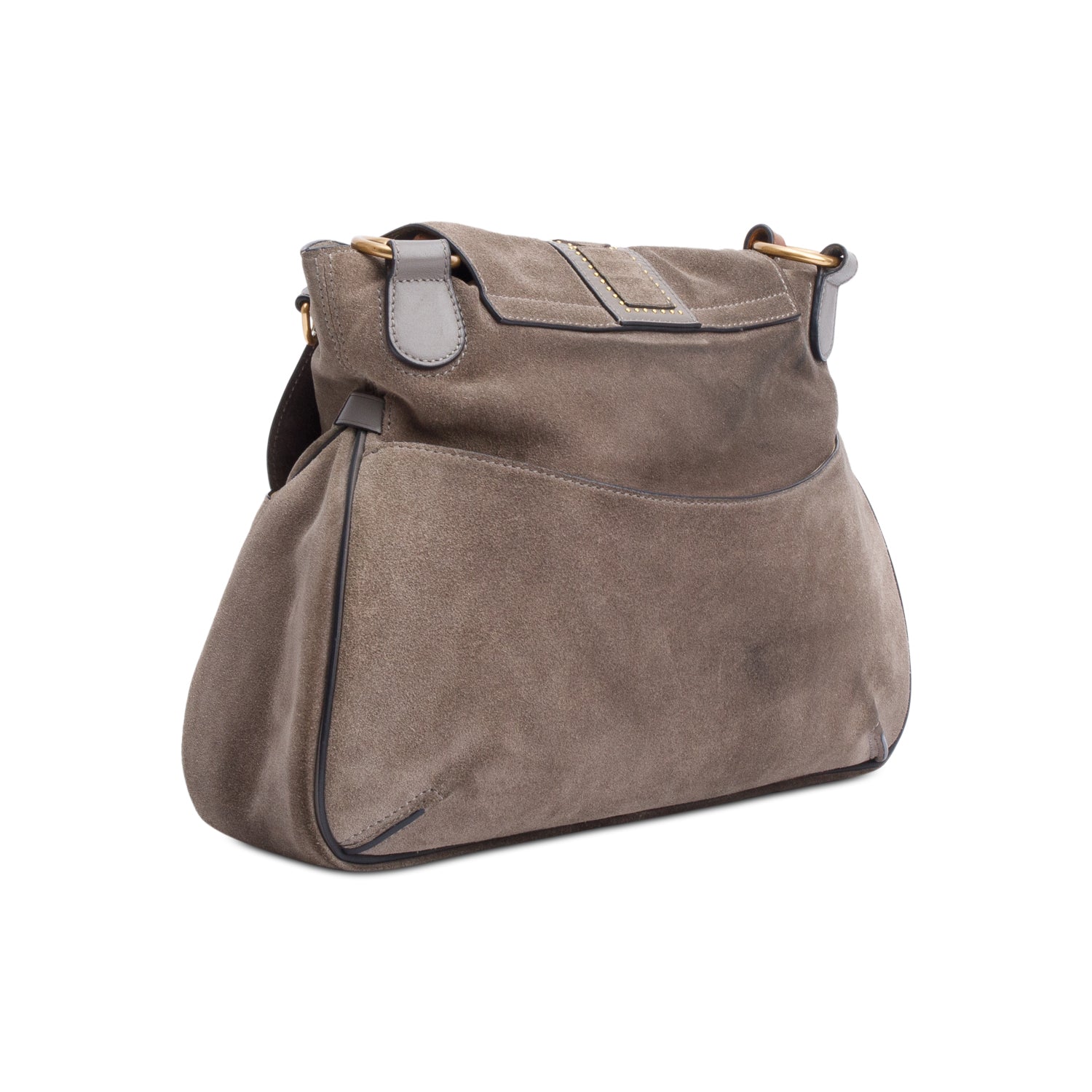 Chloe Grey Suede Lexa Shoulder Bag w/ Strap