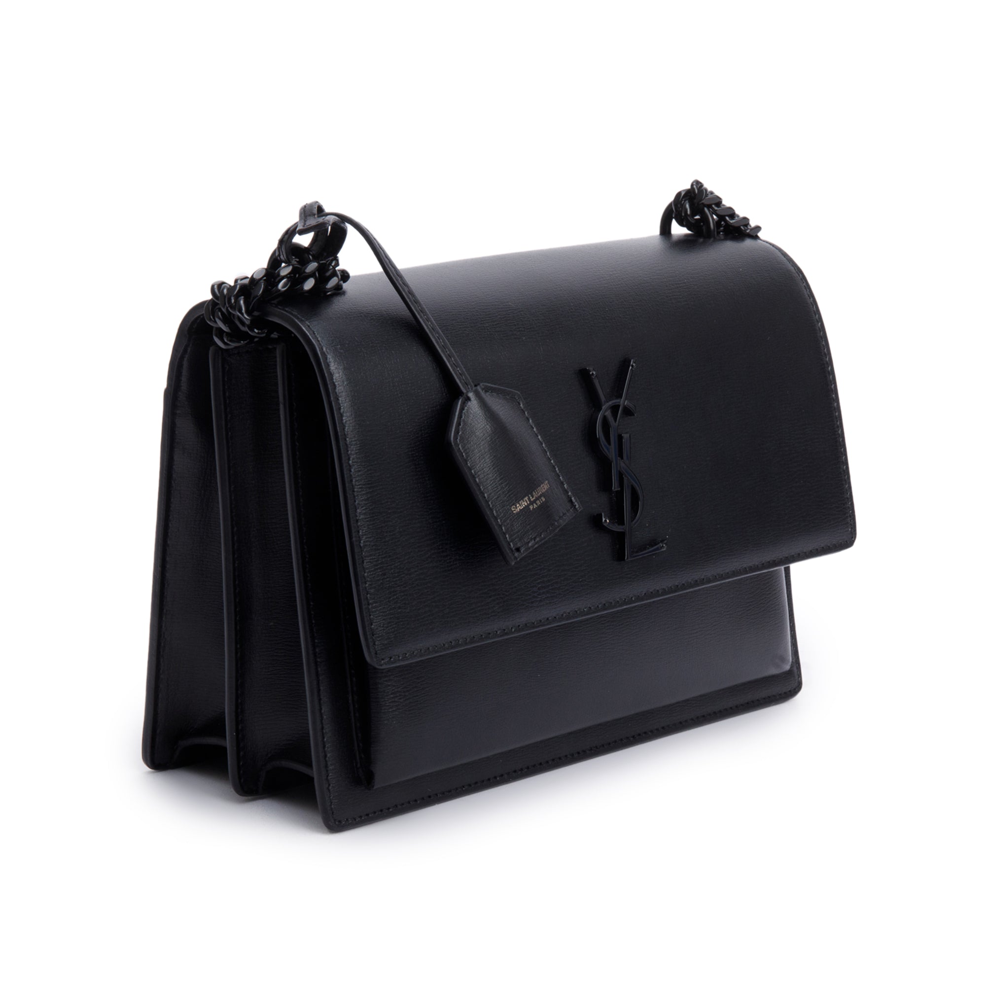 Saint Laurent Black Calfskin Leather Medium Sunset Shoulder Bag