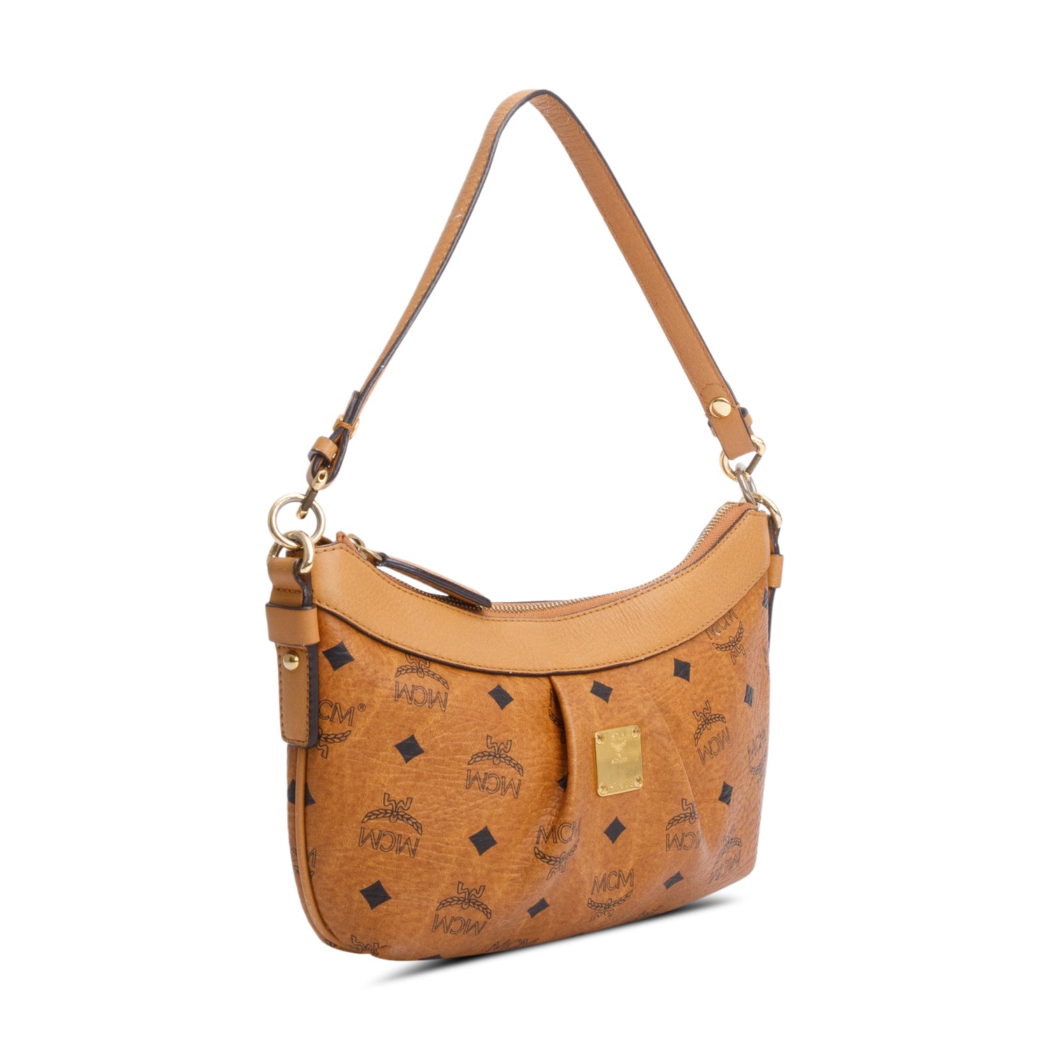 MCM Cognac Visetos Pochette Hobo