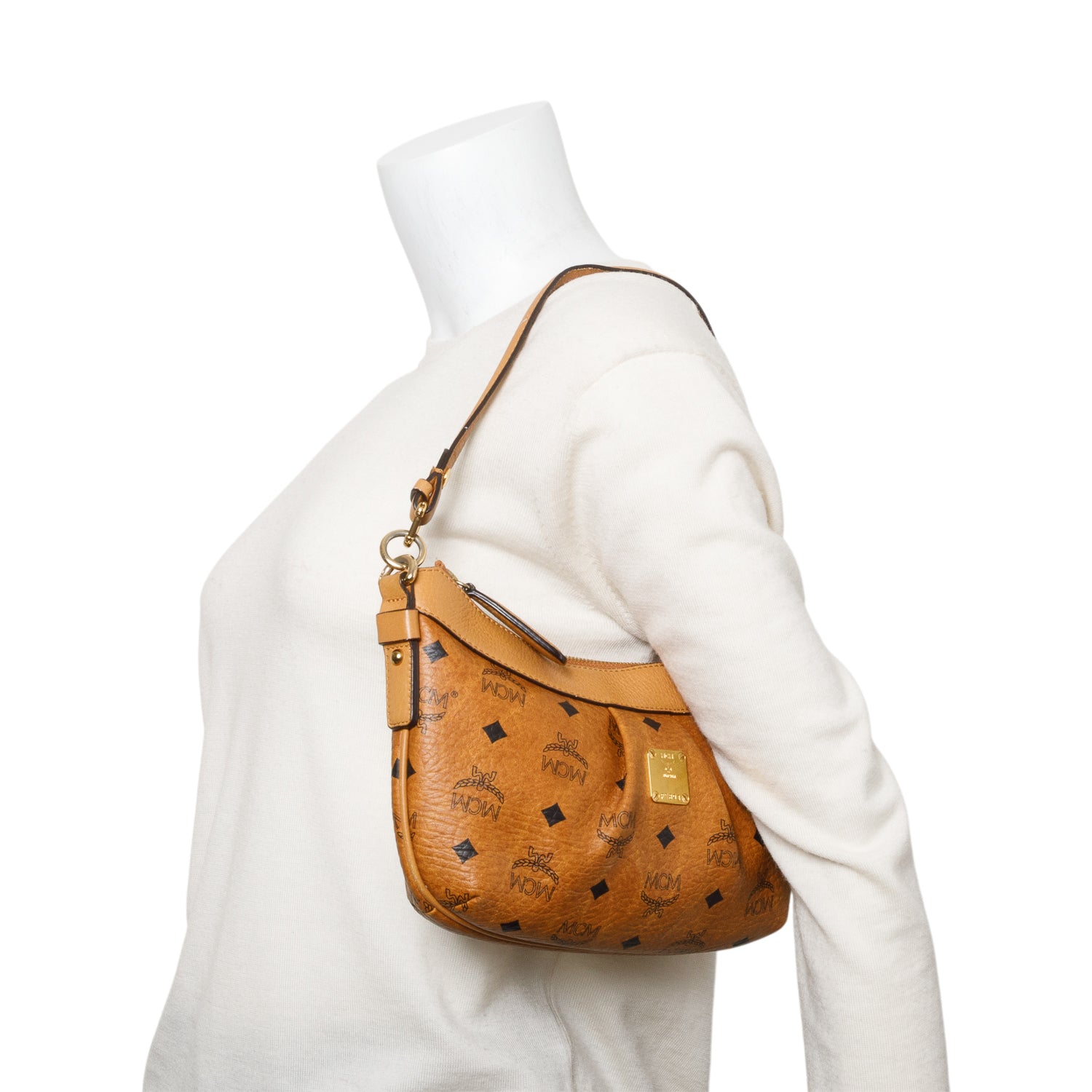 MCM Cognac Visetos Pochette Hobo